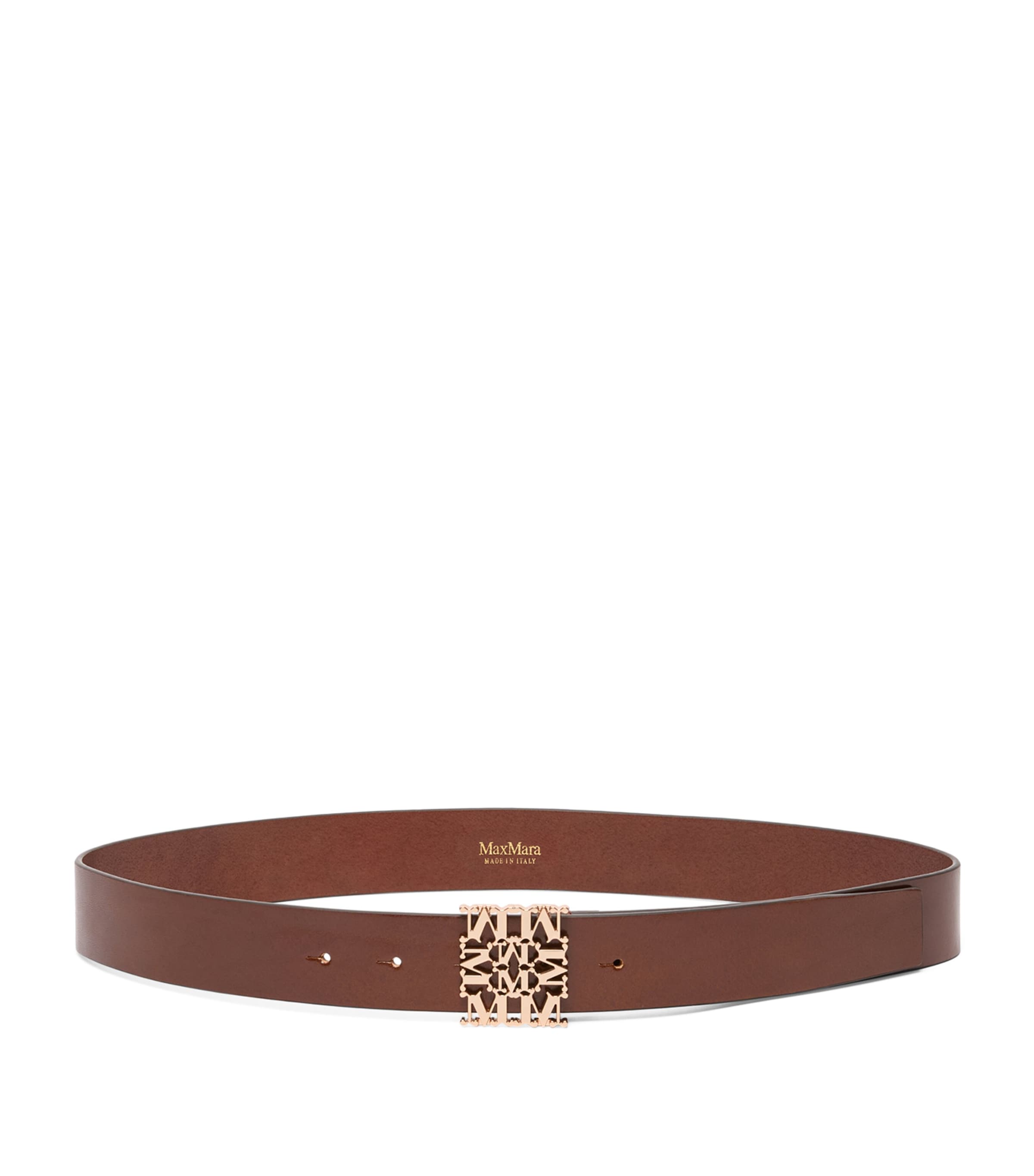 Max Mara Leather Monogram Belt Amber Brown