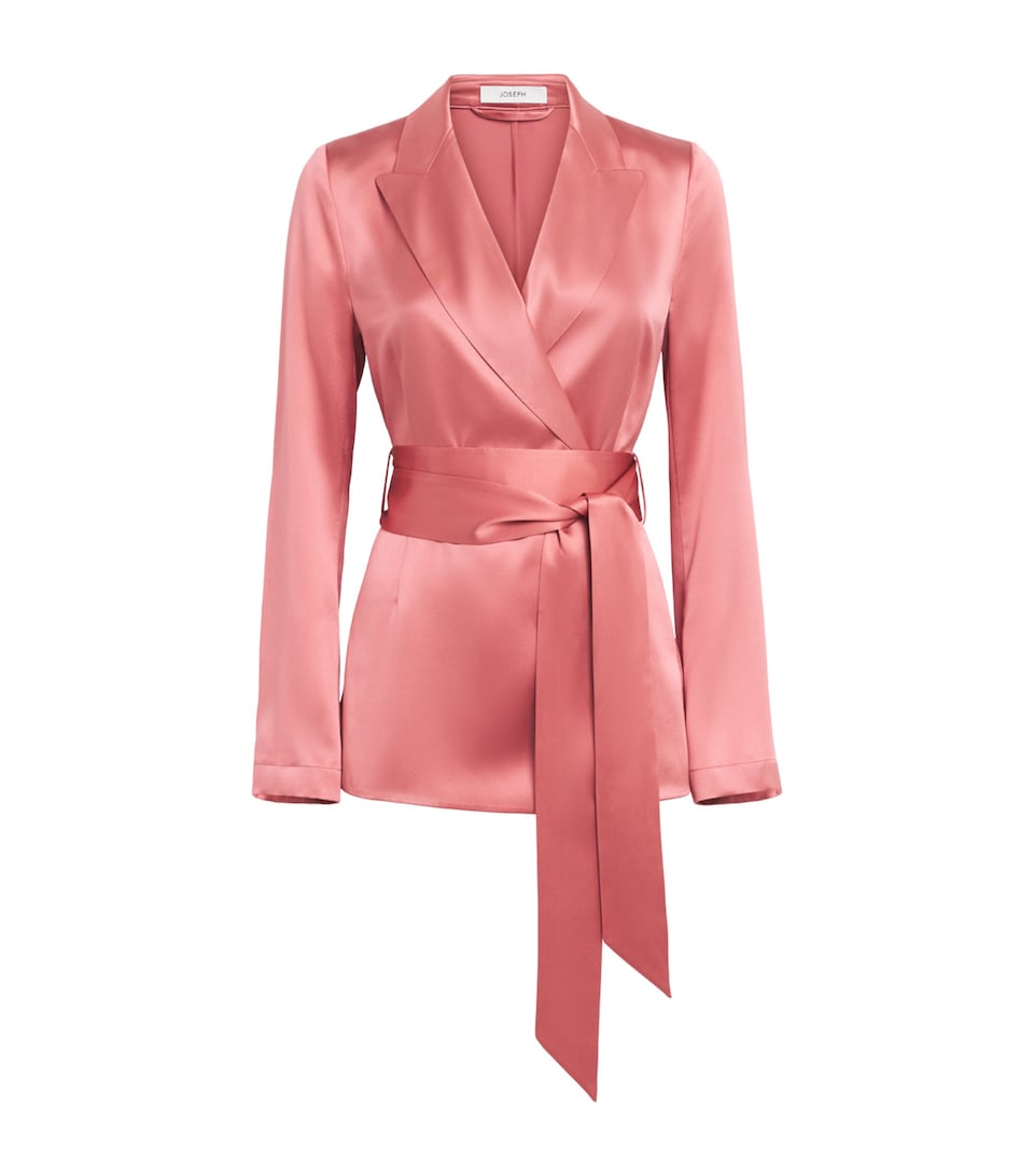 Joseph Womens Silk Satin Archer Jacket Pomegranate