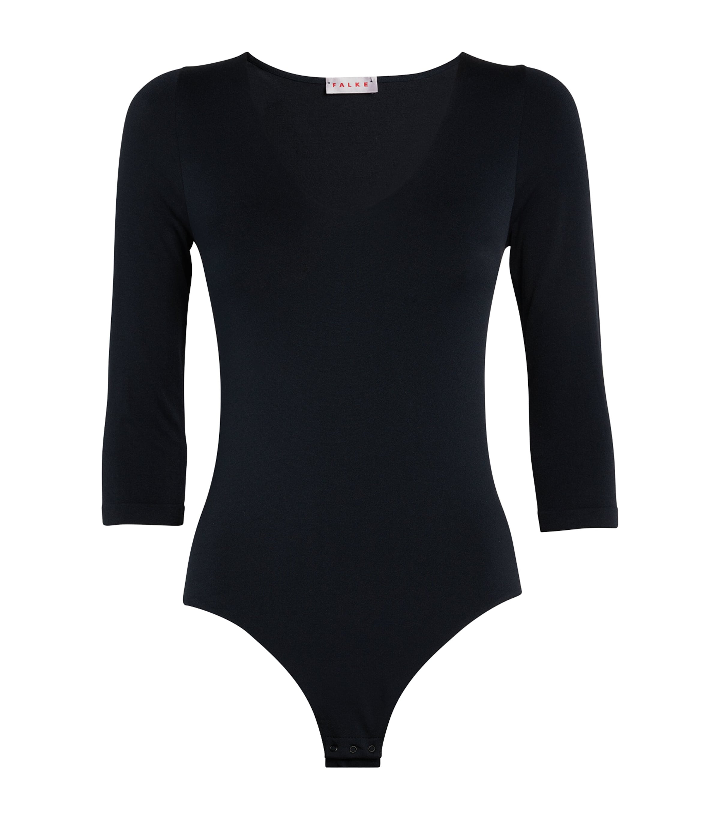 Falke Womens Cropped-Sleeve V-Neck Bodysuit Marine