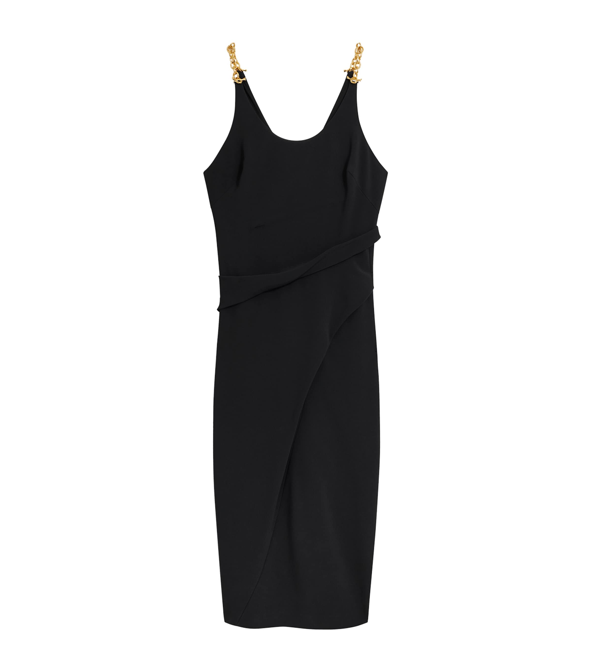 Schiaparelli Womens Chain Twisted Midi Dress Black