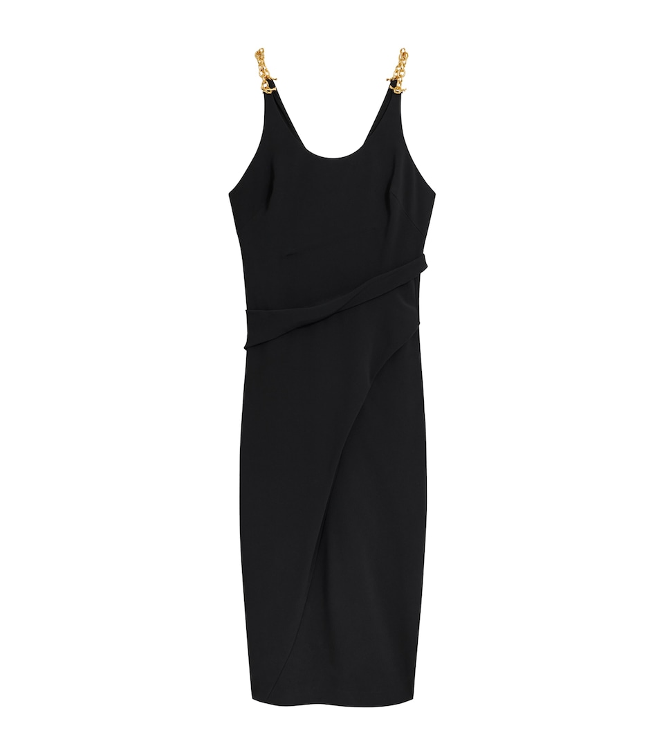 Schiaparelli Womens Chain Twisted Midi Dress Black