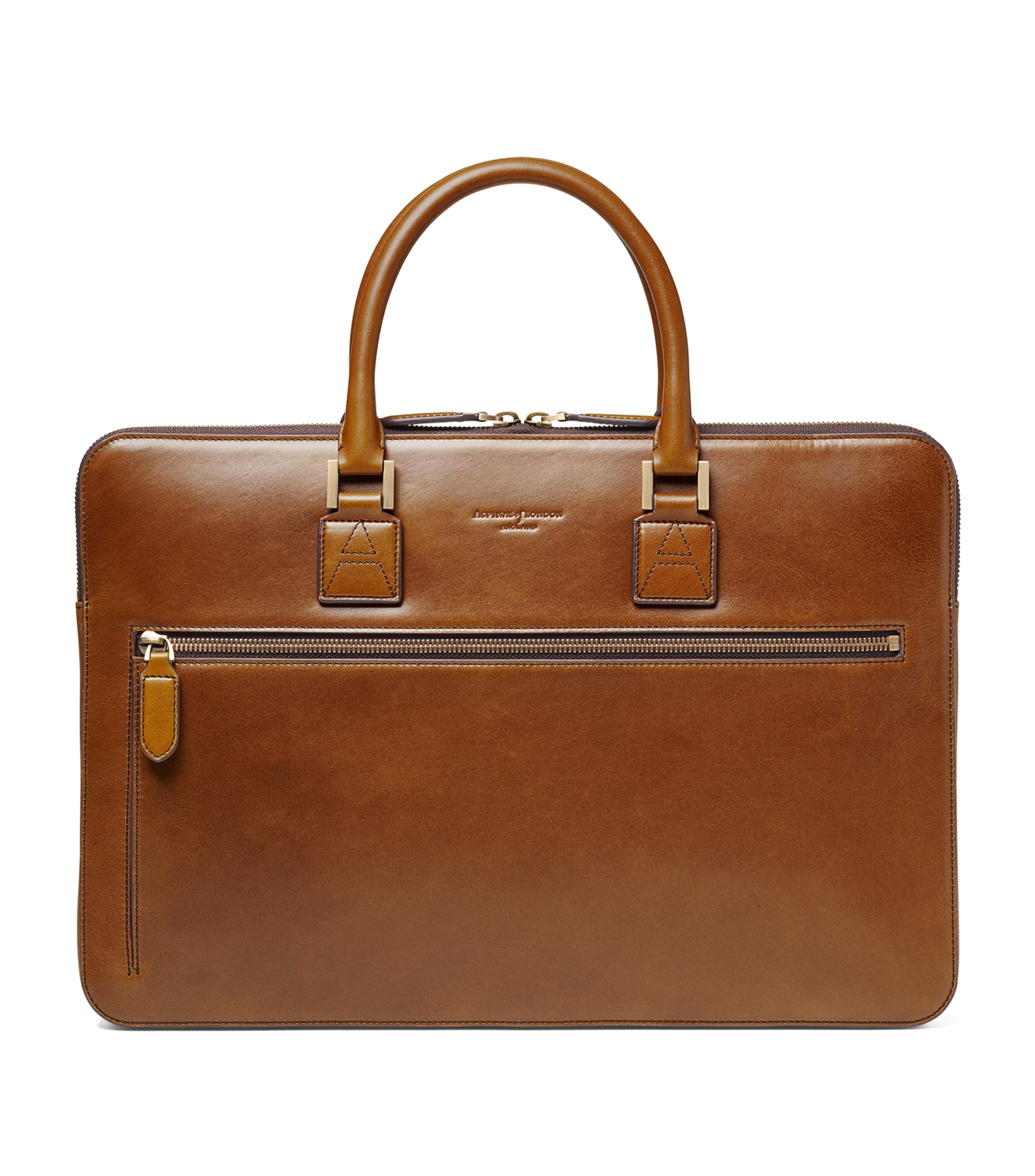 Aspinal Of London Leather Connaught Briefcase Tan