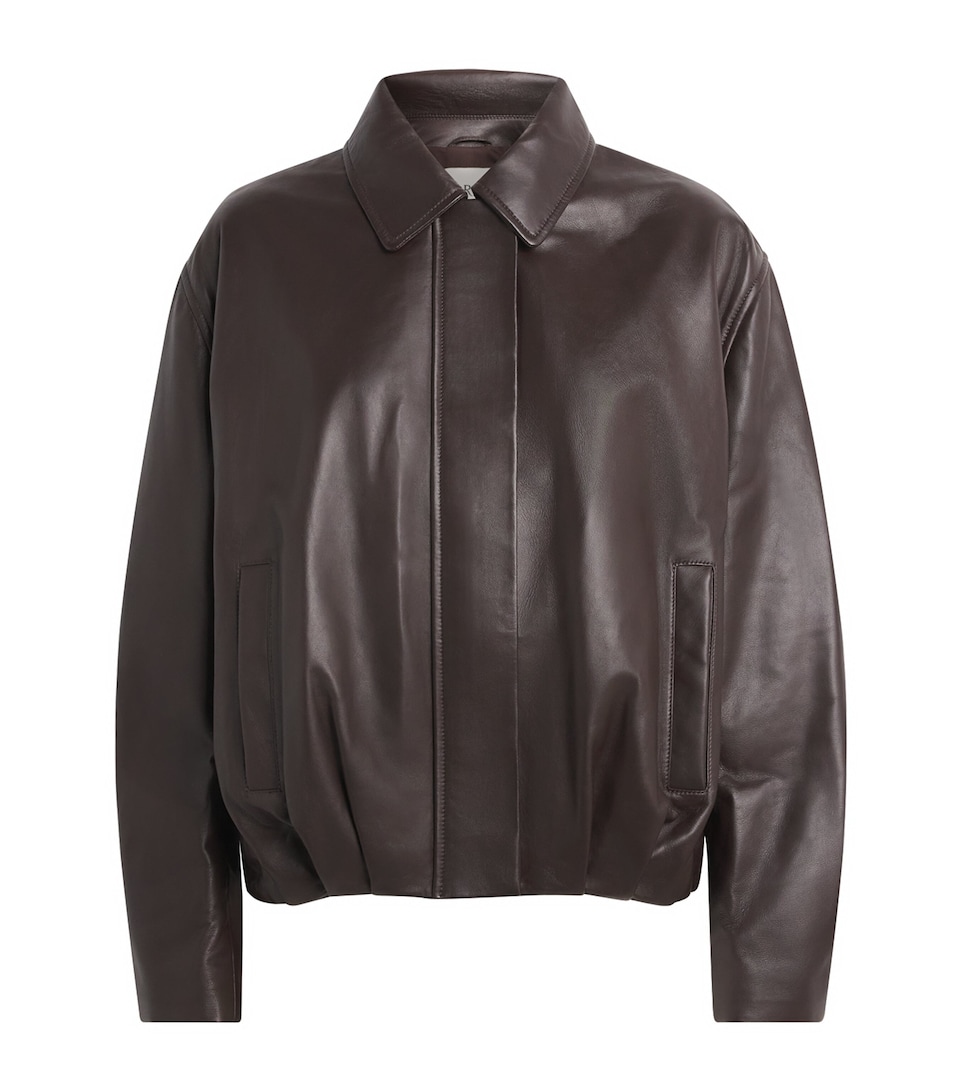 Arma Womens Leather Melis Bomber Jacket Coffee Bean