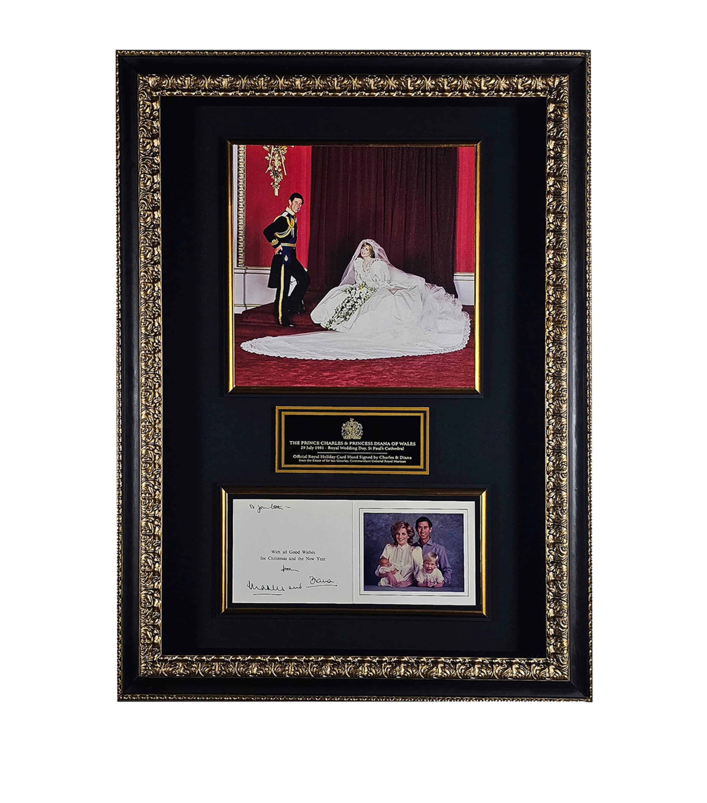The Prince Charles & Princess Diana of Wales Signed Holiday Card Framed Display