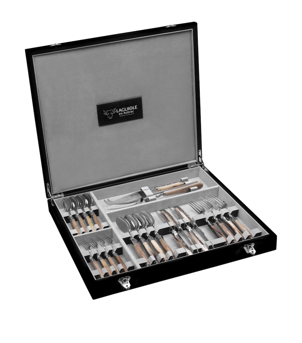 Laguiole Horn Stainless Steel 22-Piece Cutlery Set Horn Colour