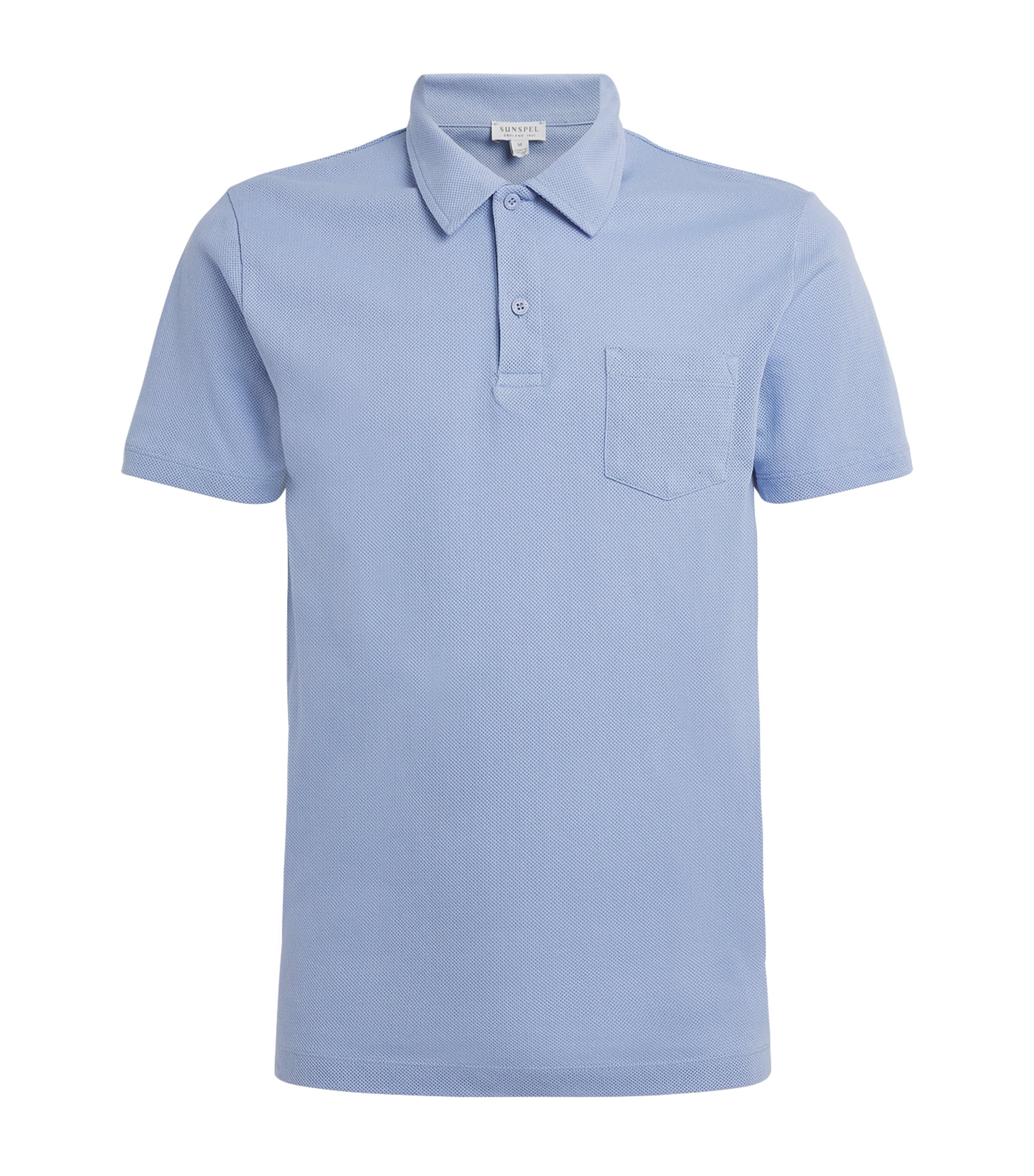 Sunspel Mens Supima Cotton Riviera Polo Shirt Buwv Sky