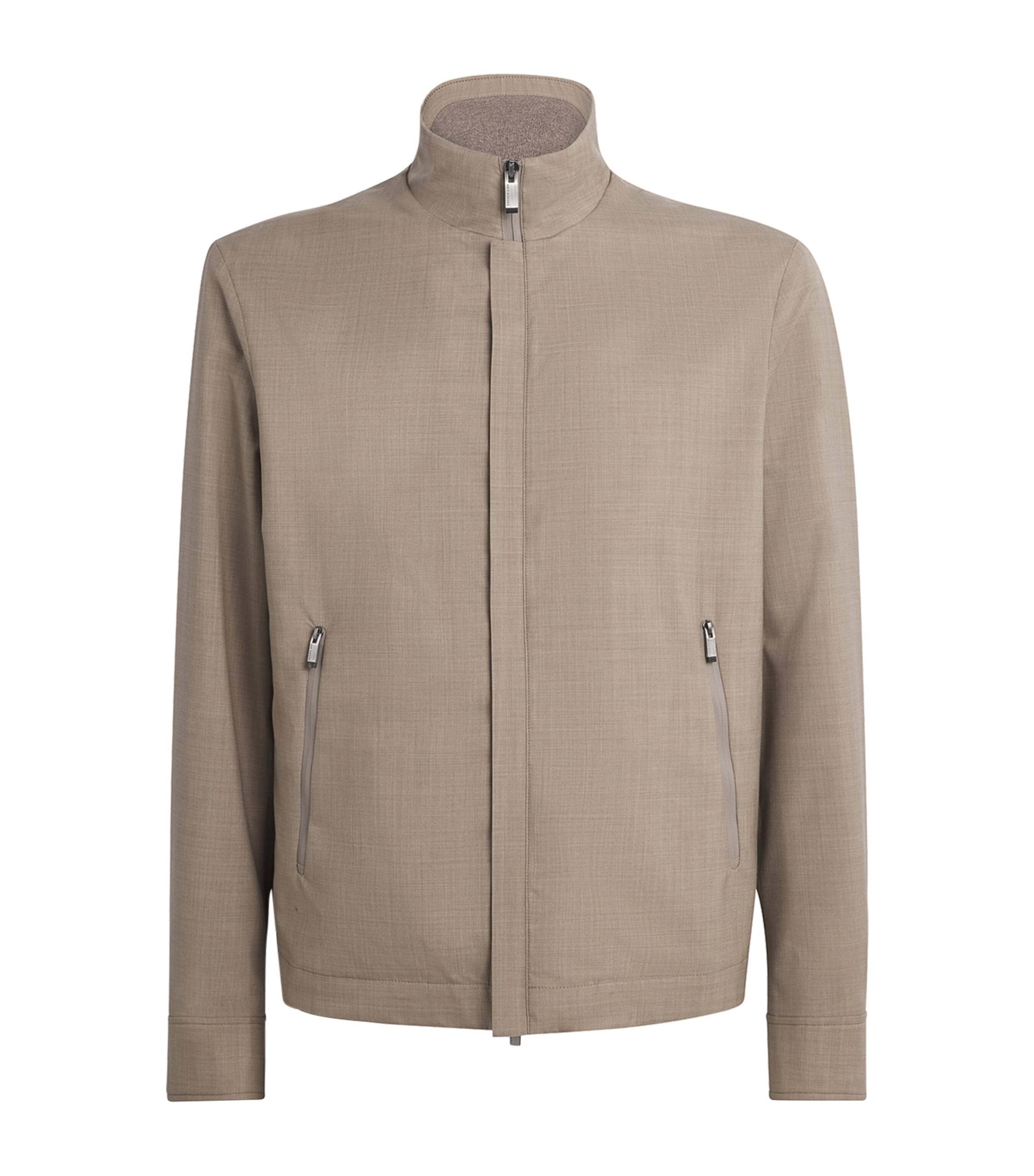 Paul & Shark Mens Wool-Silk Bomber Jacket Beige