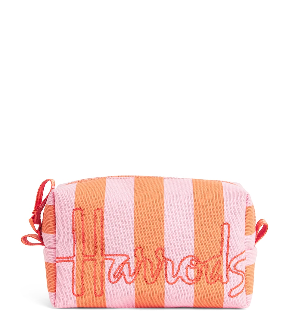 Cotton Stripe Logo Cosmetics Bag