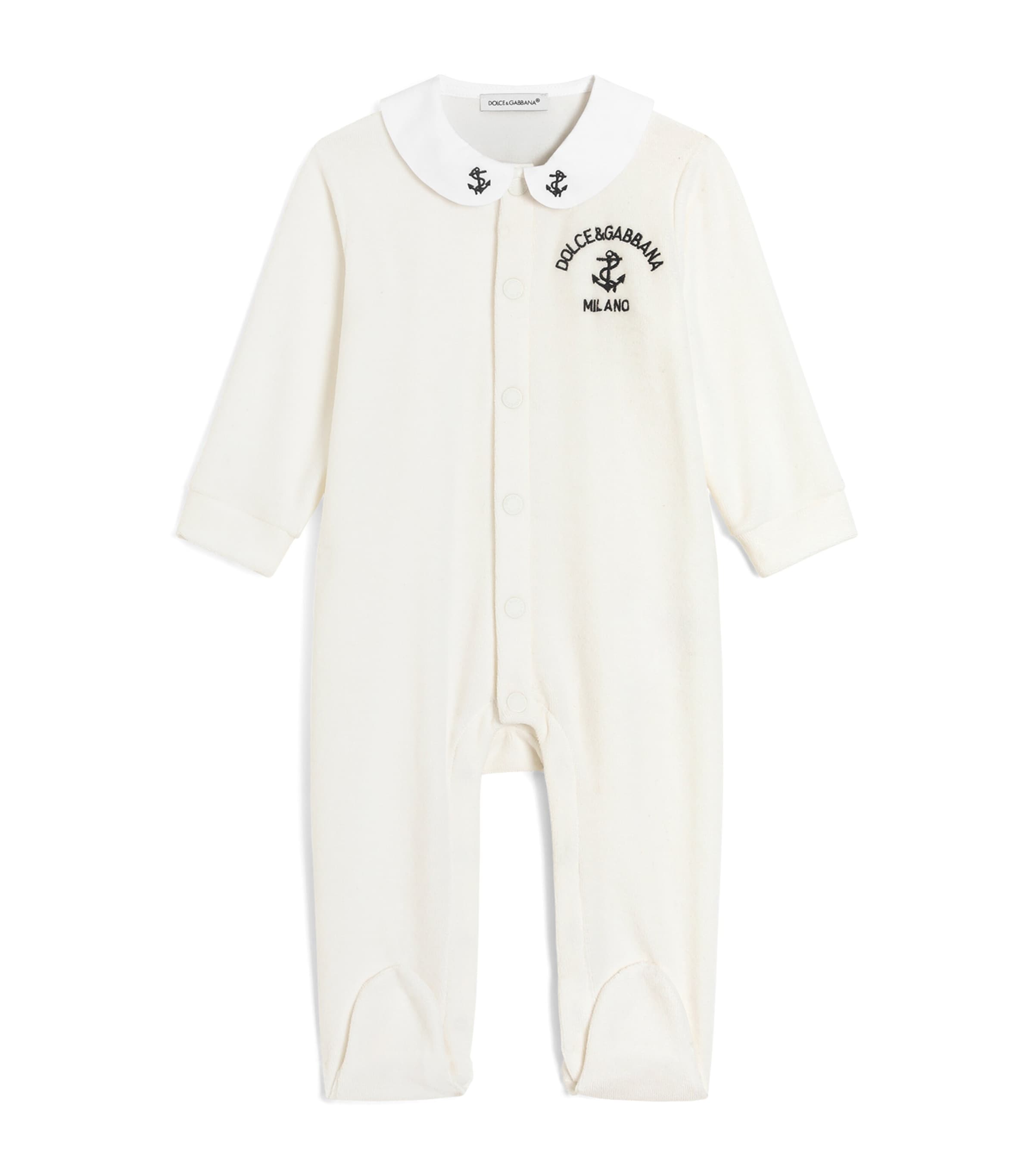 Dolce&Gabbana Kids Cotton Terry Embroidered All-In-One (0-24 Months) Combined Col