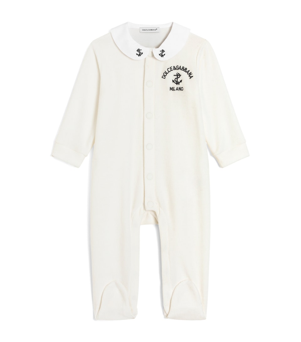 Dolce&Gabbana Kids Cotton Terry Embroidered All-In-One (0-24 Months) Combined Col