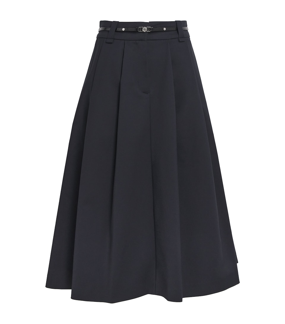 Cotton-Blend Belted Midi Skirt