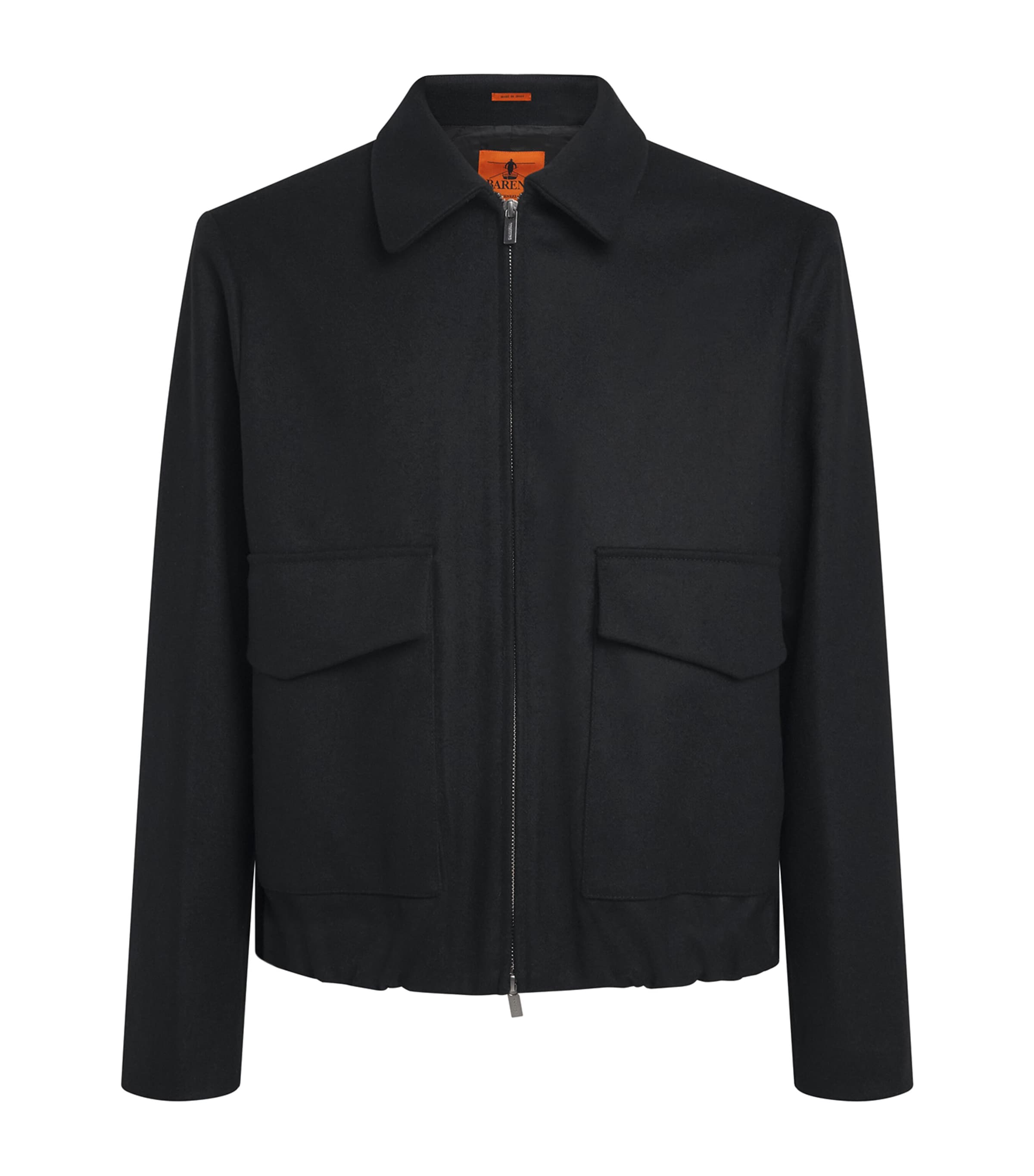 Barena Mens Wool-Blend Tailored Bomber Jacket Nero