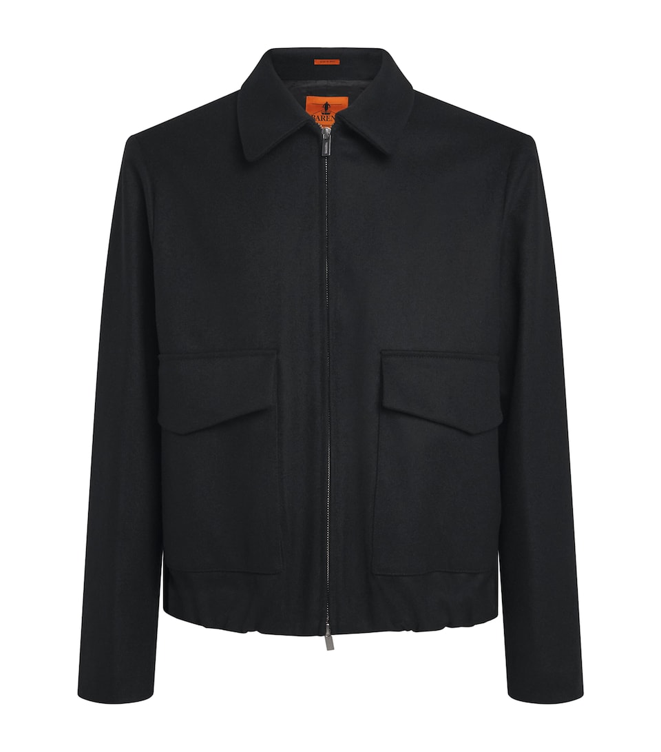 Barena Mens Wool-Blend Tailored Bomber Jacket Nero