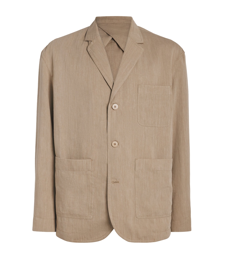 Jacquemus Mens Linen-Blend Boxy Blazer Beige