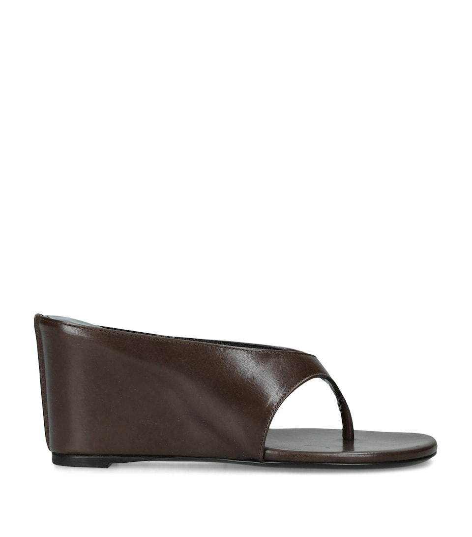 Jude Leather Yaga Wedge Sandals 85 Dark Brown