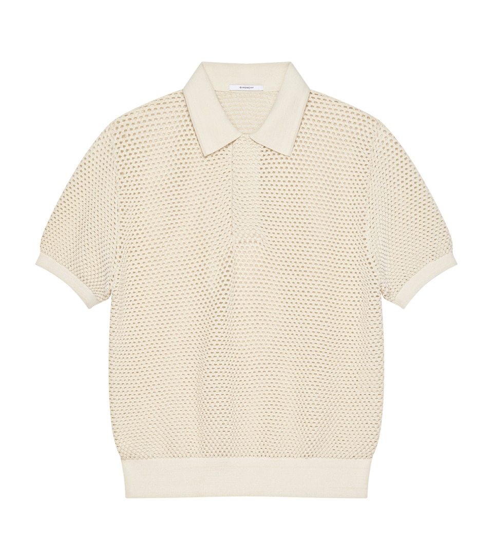 Givenchy Mens Crochet Polo Shirt Ecru