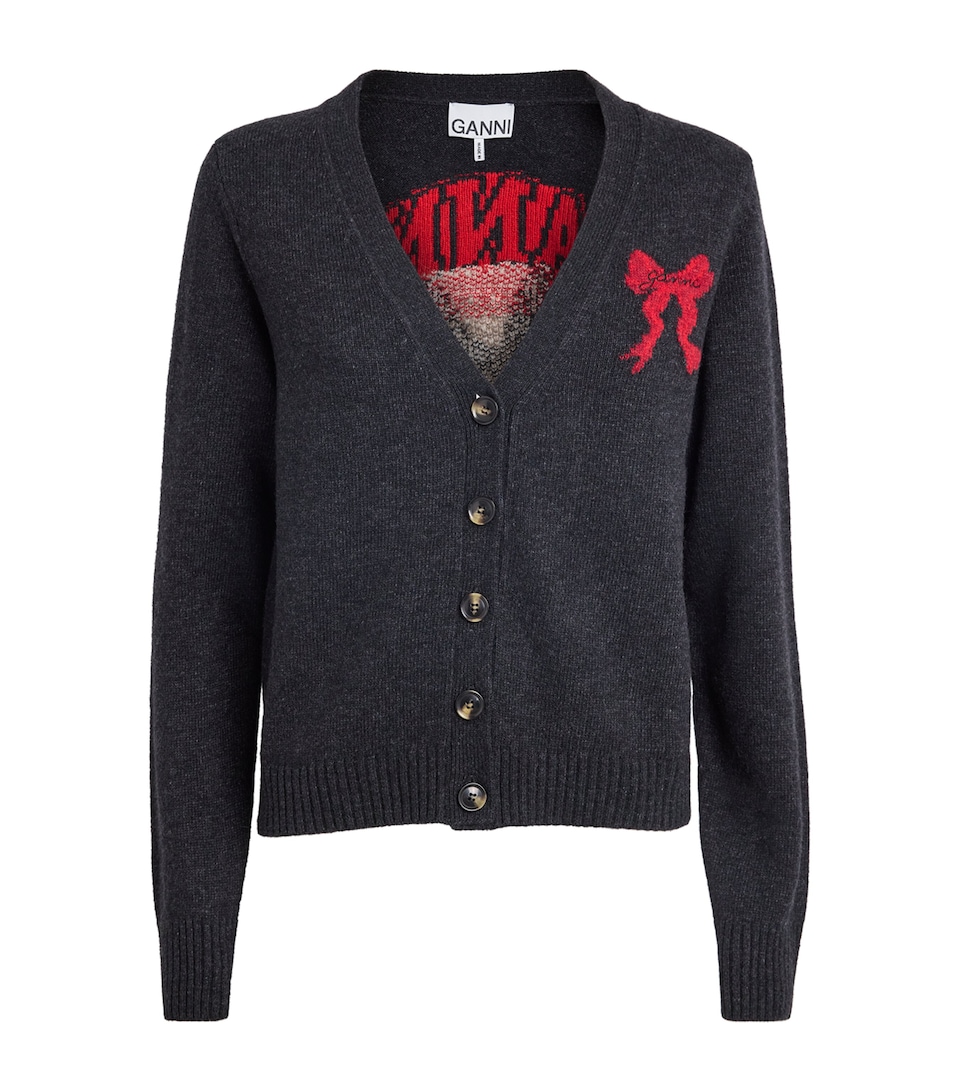 Wool-Blend Bunny Jacquard Cardigan