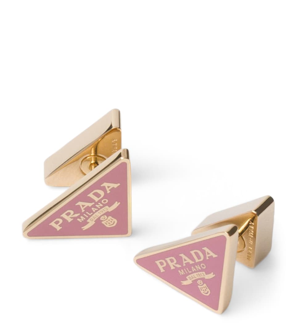 Prada Enamel Triangle Stud Earrings