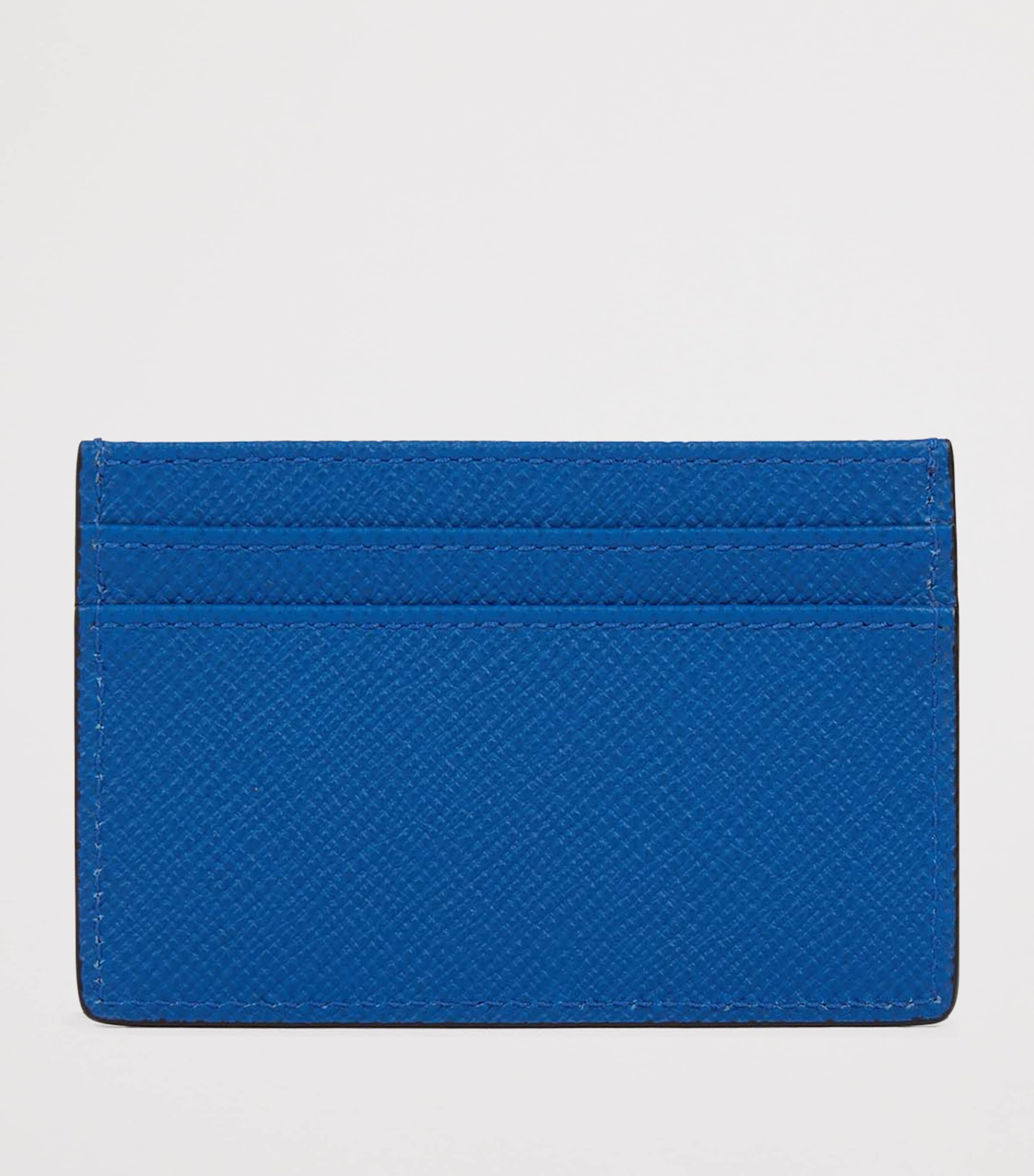 Smythson Panama Leather Card Holder Cerulean