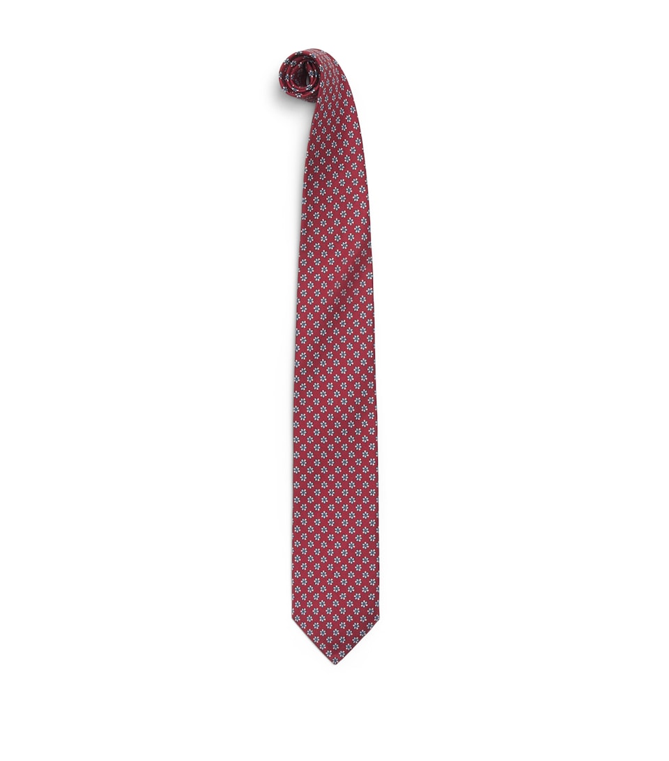 E. Marinella Silk Printed Tie Red