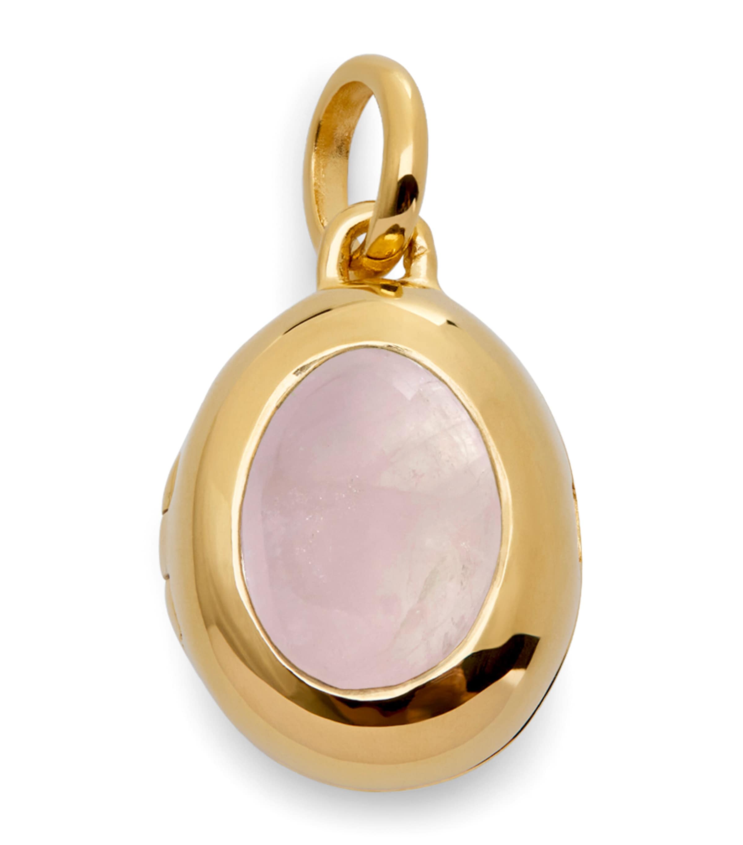 Monica Vinader Gold Vermeil and Rose Quartz October Birthstone Locket Pink