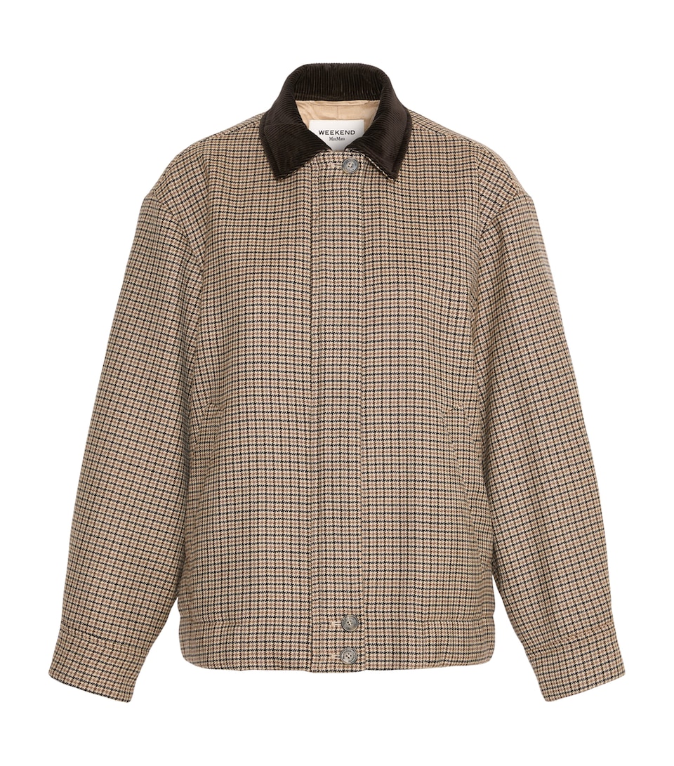 Weekend Max Mara Womens Virgin Wool Check Quilted Jacket Brown