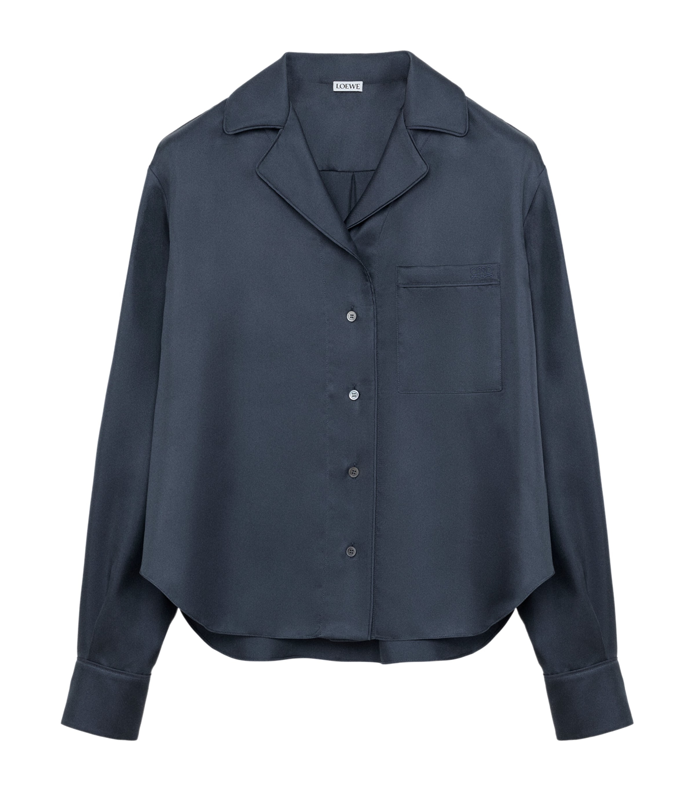 LOEWE Womens Silk Pyjama Shirt Dark Grey
