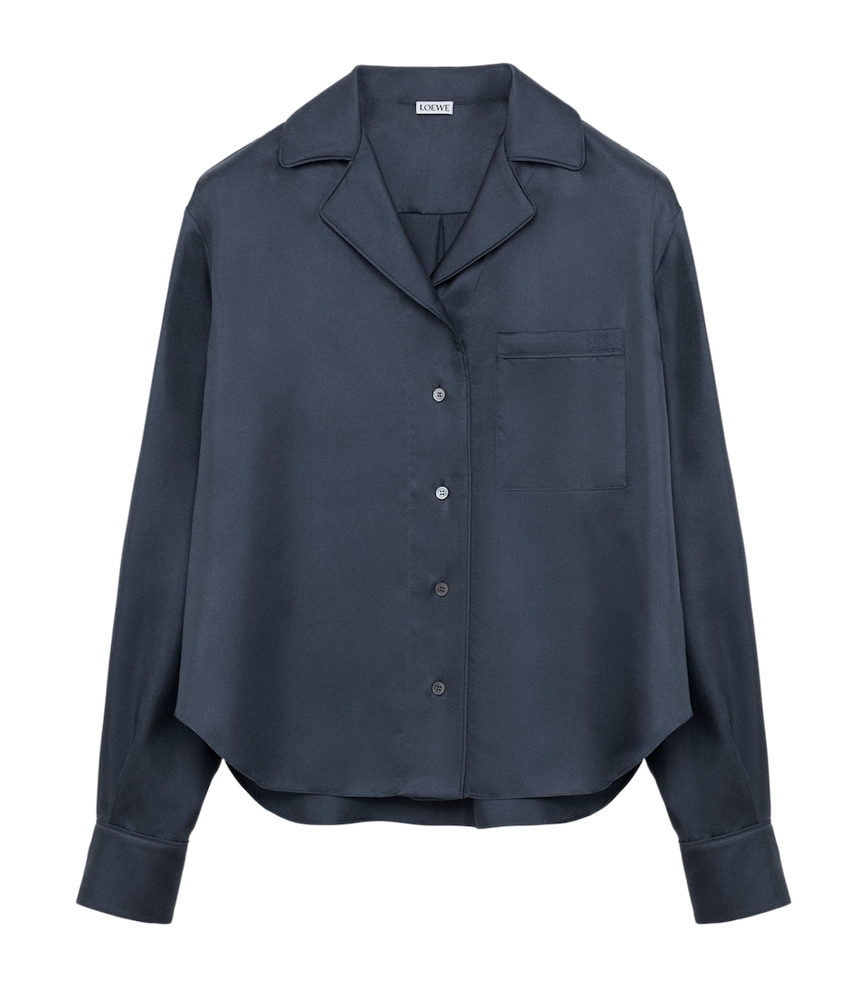 LOEWE Womens Silk Pyjama Shirt Dark Grey