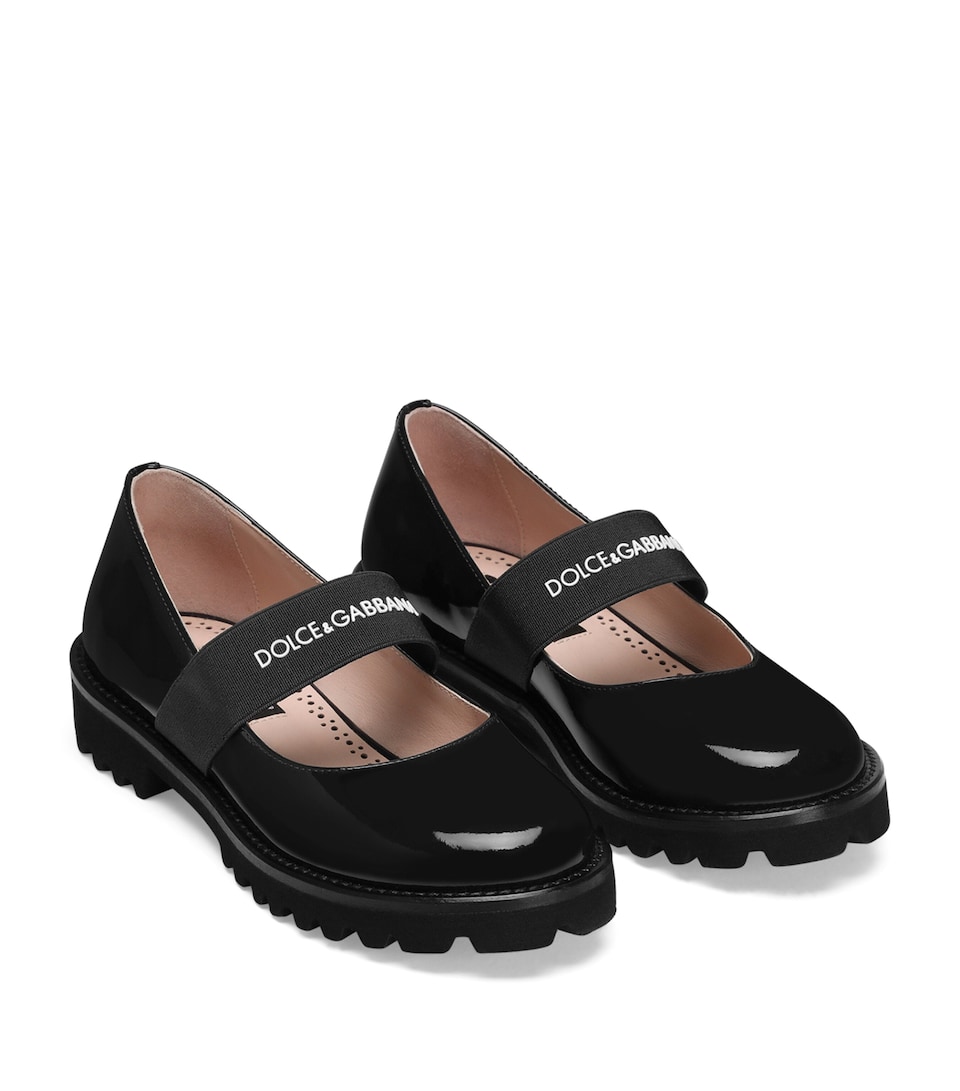 Leather Logo-Band Ballet Flats