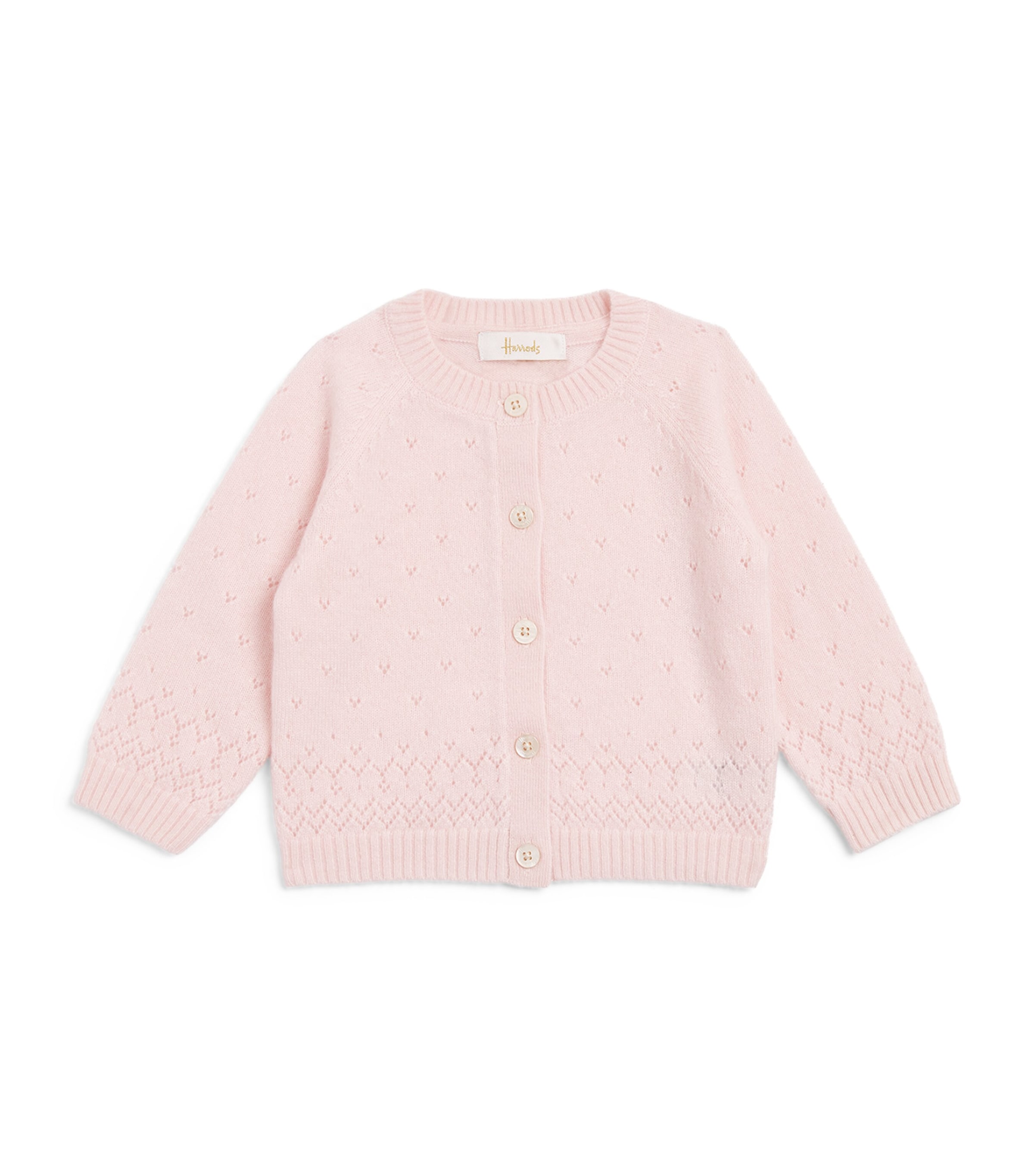 Harrods Cashmere Cable-Knit Cardigan (0-18 Months) Pink