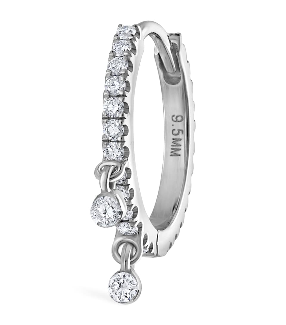 Diamond Eternity Double Dangle Single Hoop Earring (9.5mm)