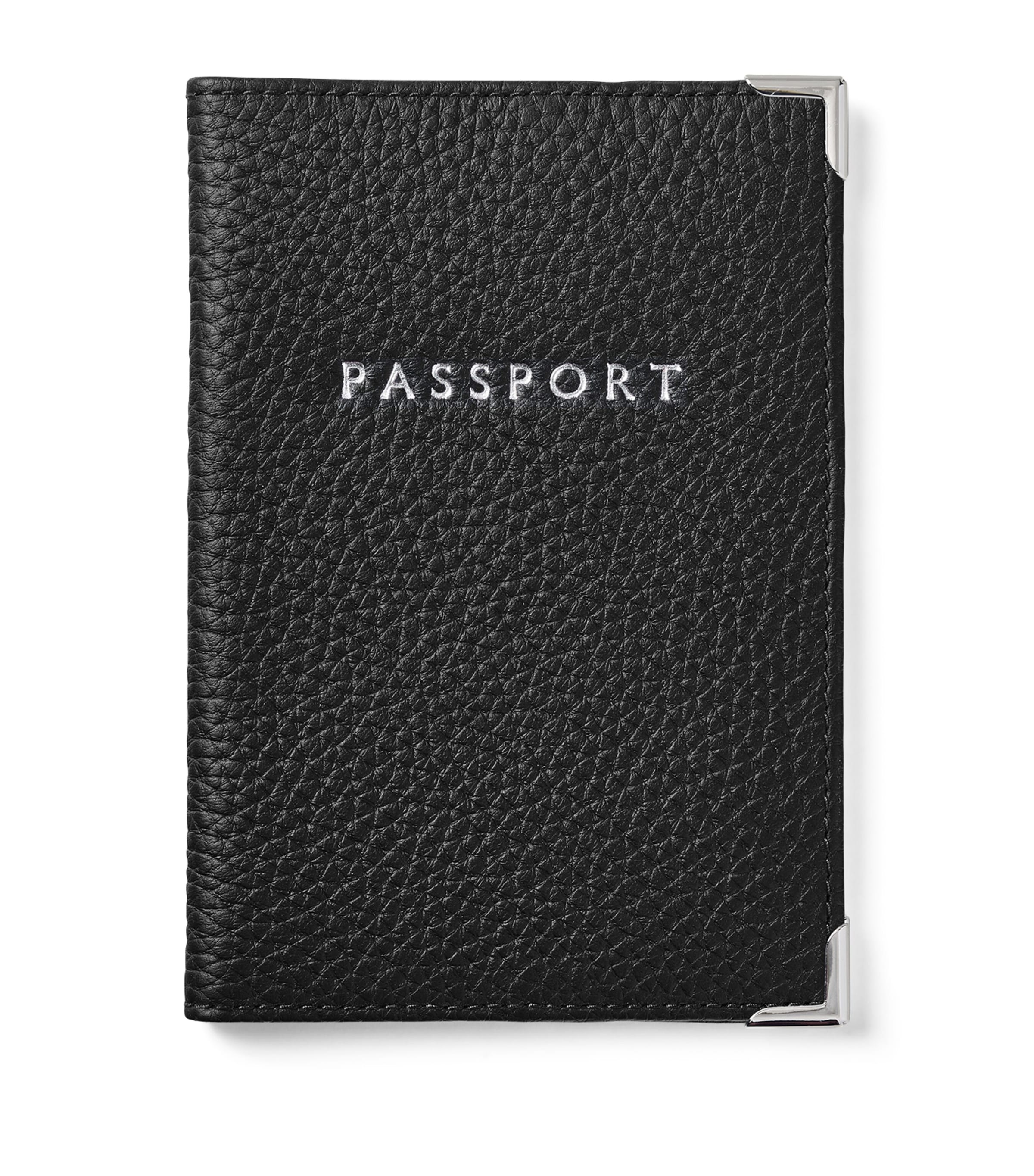 Aspinal Of London Leather Passport Cover Black