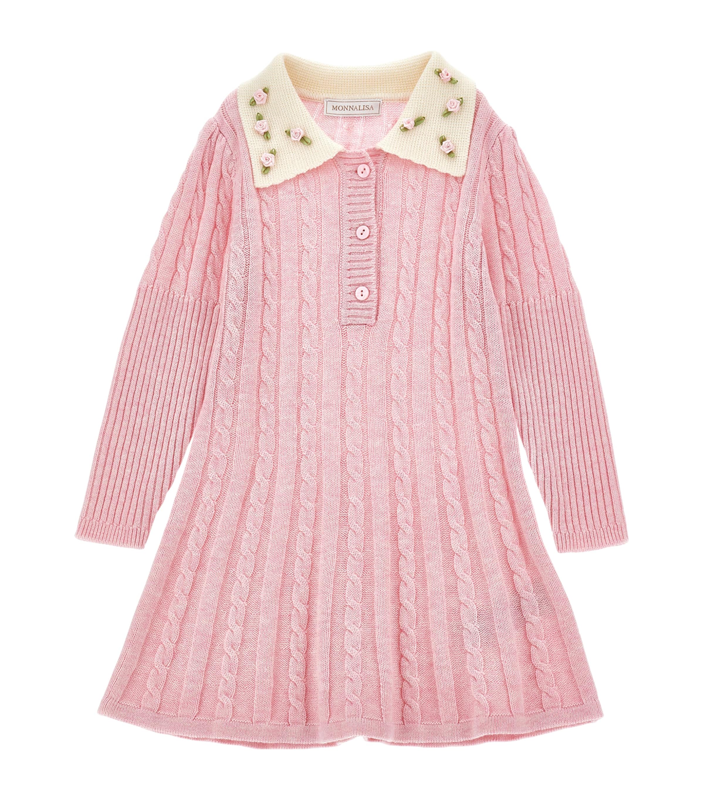 Wool-Cotton Cable-Knit Polo Dress (2-12 Years)