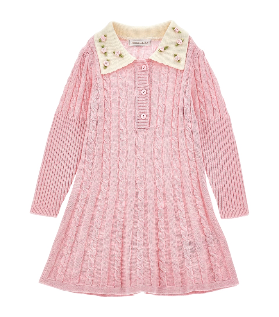 Wool-Cotton Cable-Knit Polo Dress (2-12 Years)