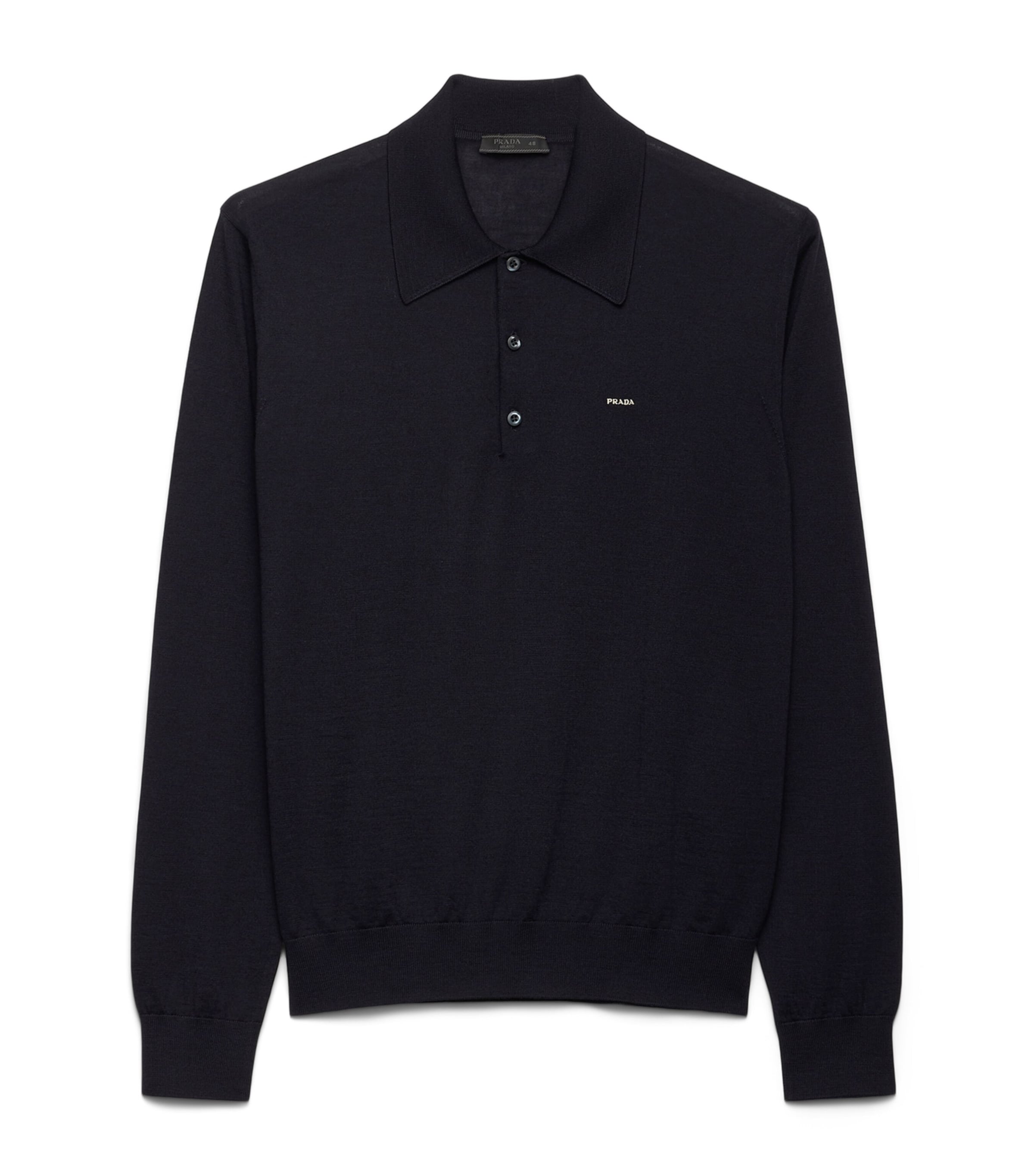 Prada Burgundy Silk Long-Sleeve Polo Shirt | Harrods UK