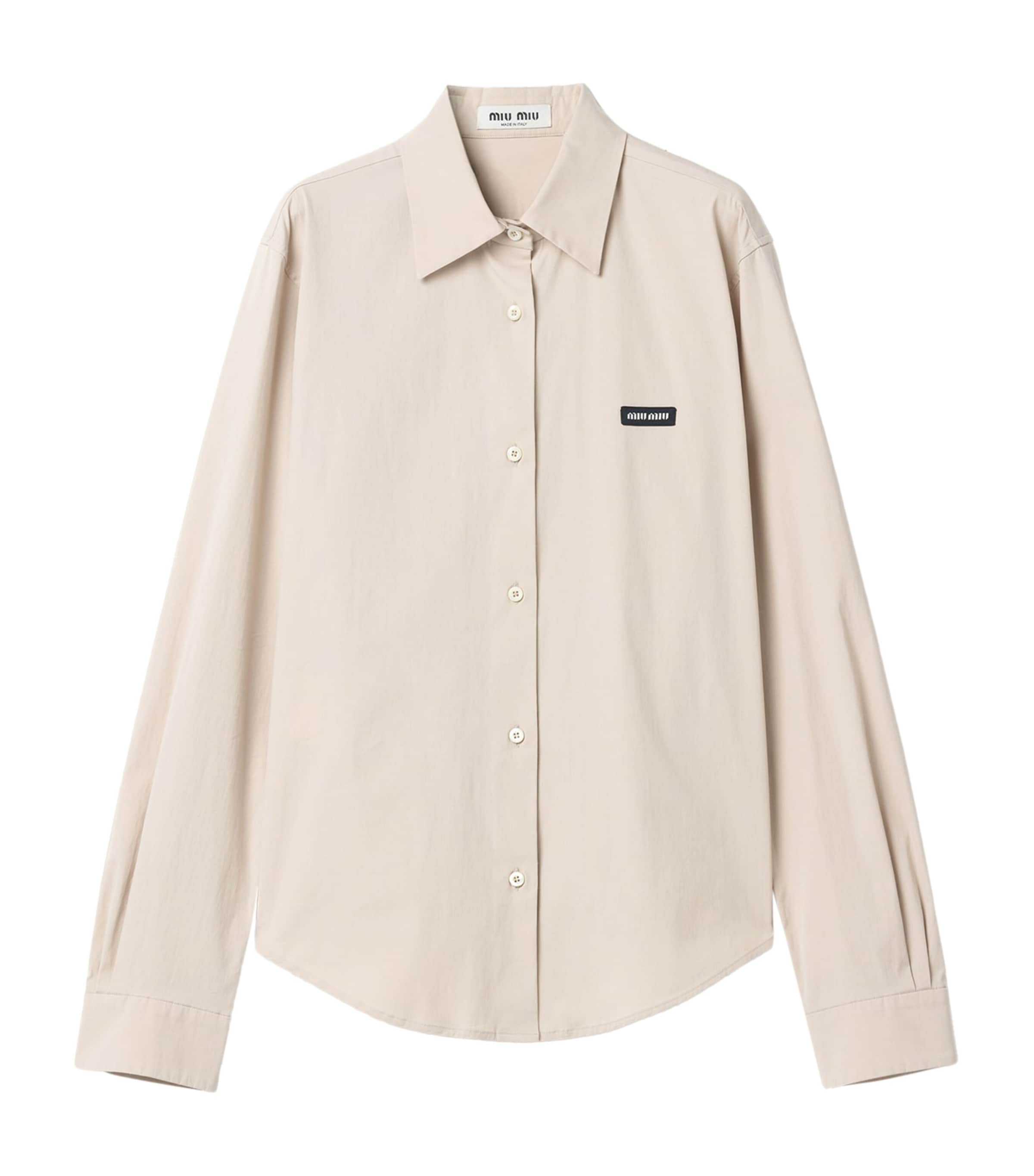 Miu Miu Womens Stretch-Poplin Shirt Neutral