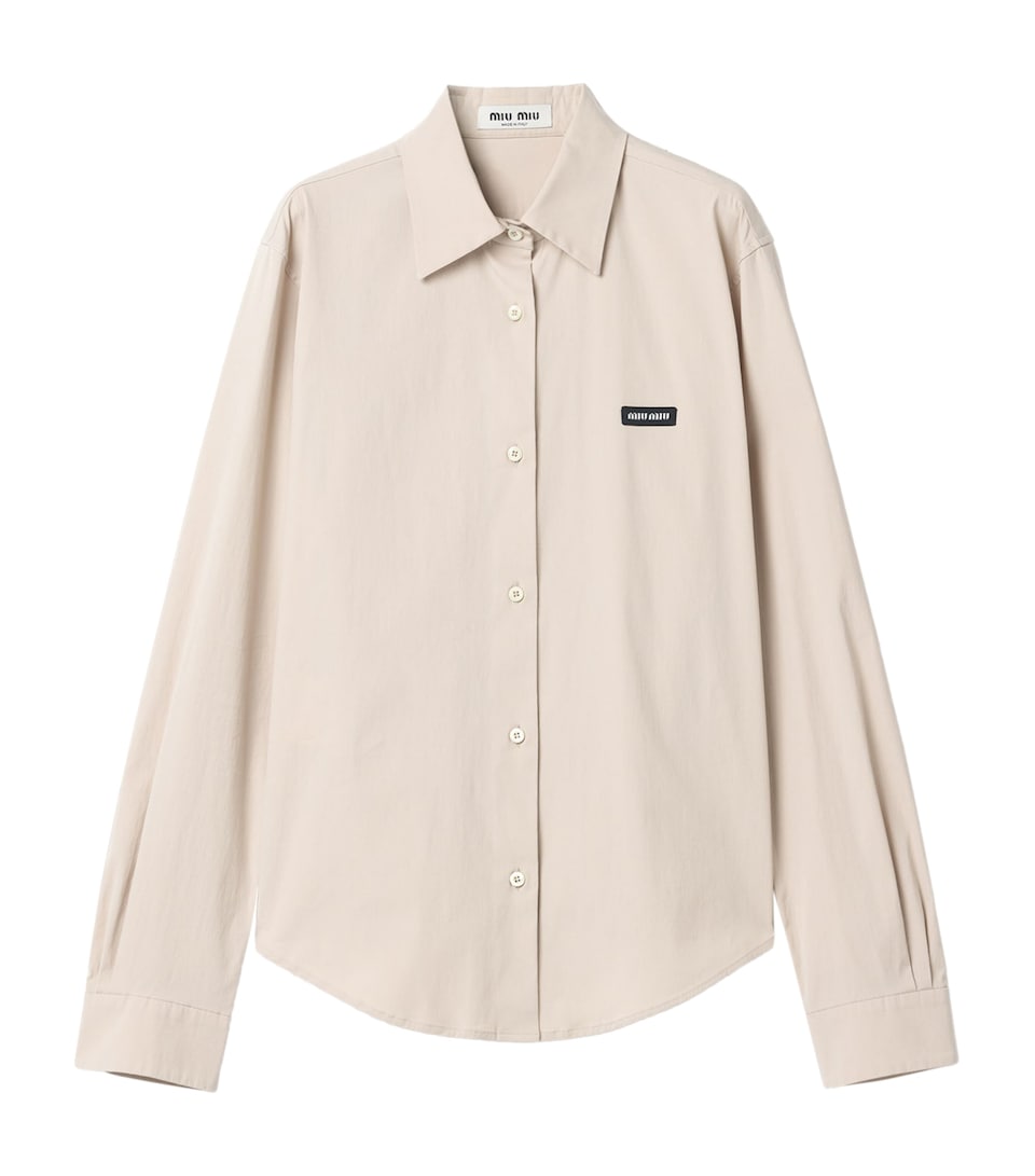Miu Miu Womens Stretch-Poplin Shirt Neutral