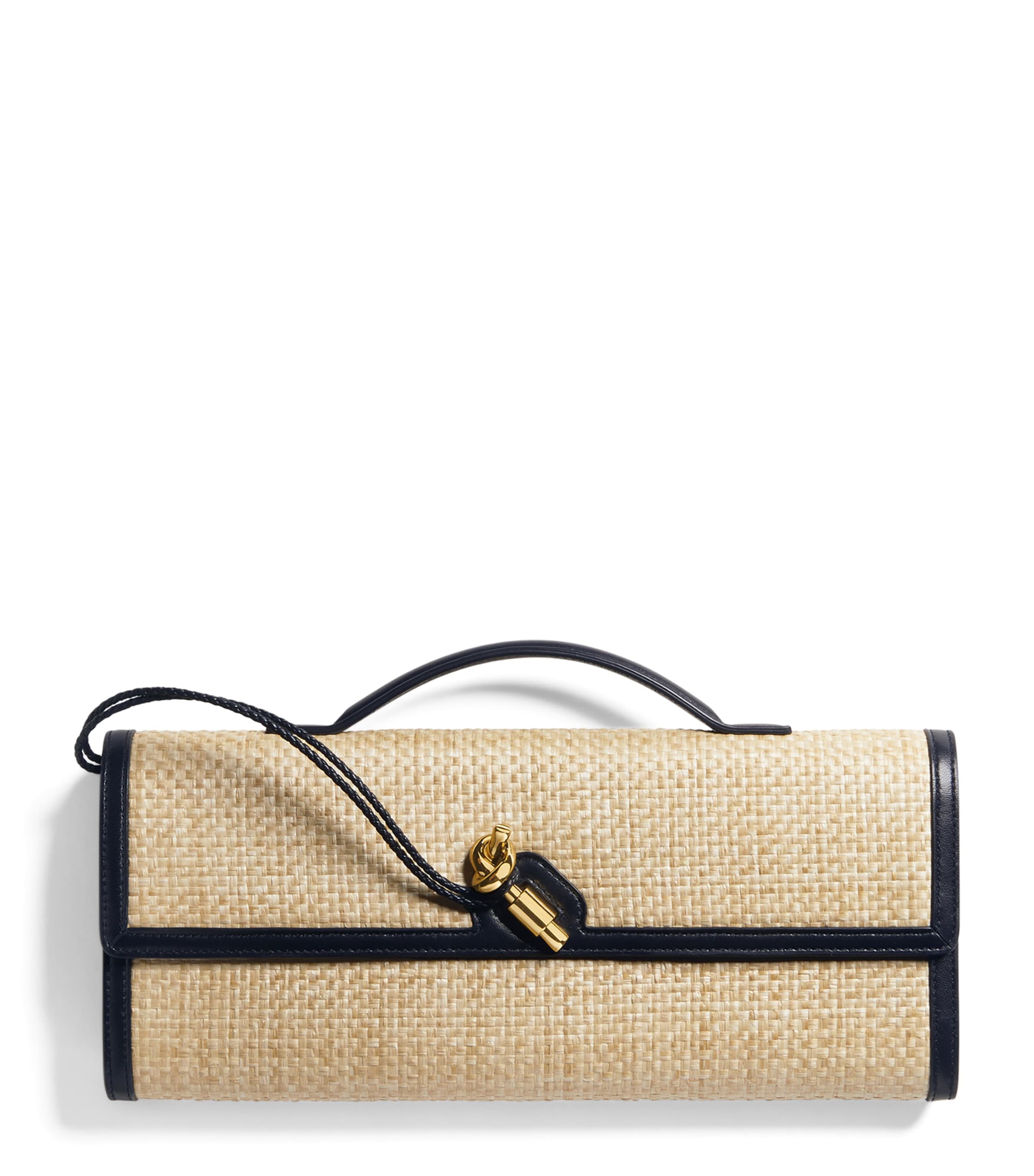 Bottega Veneta Raffia Andiamo Clutch Bag