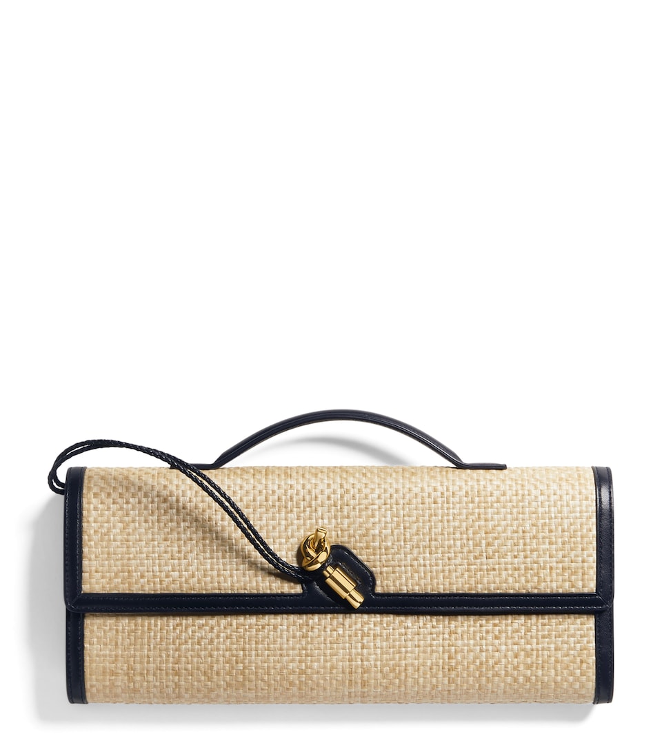 Bottega Veneta Raffia Andiamo Clutch Bag