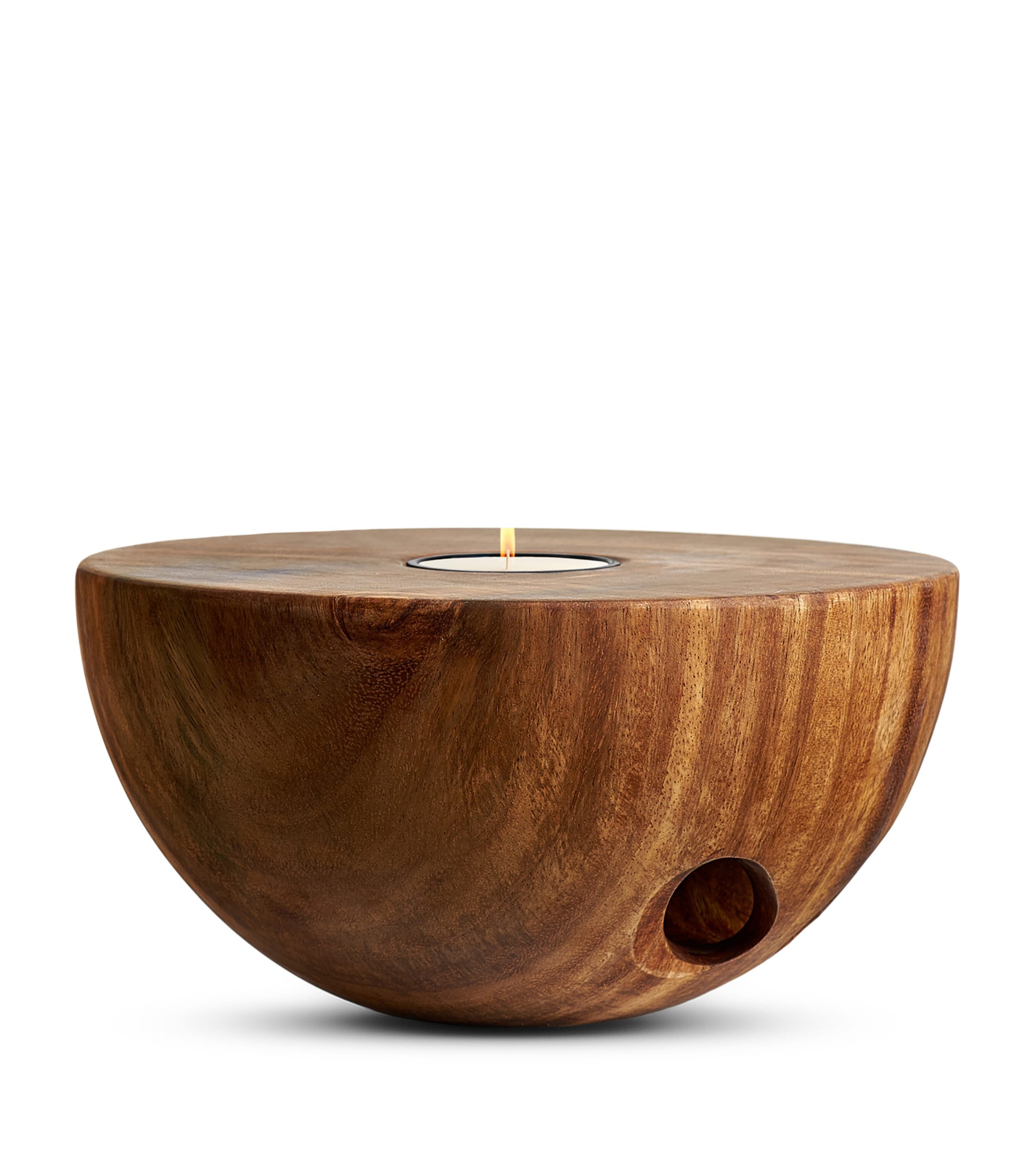 Saman Wood Gold-Rim Candle
