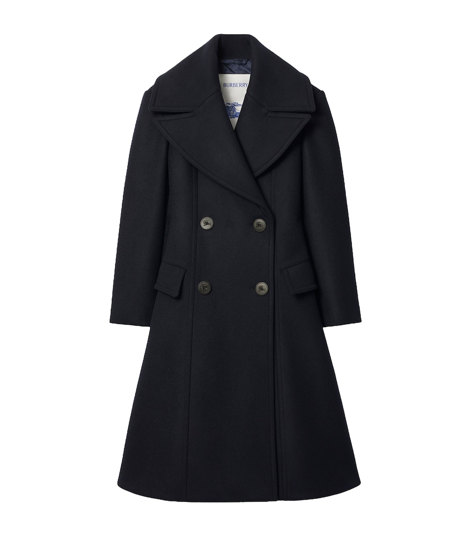 Burberry Womens Wool Tailored Coat Navy