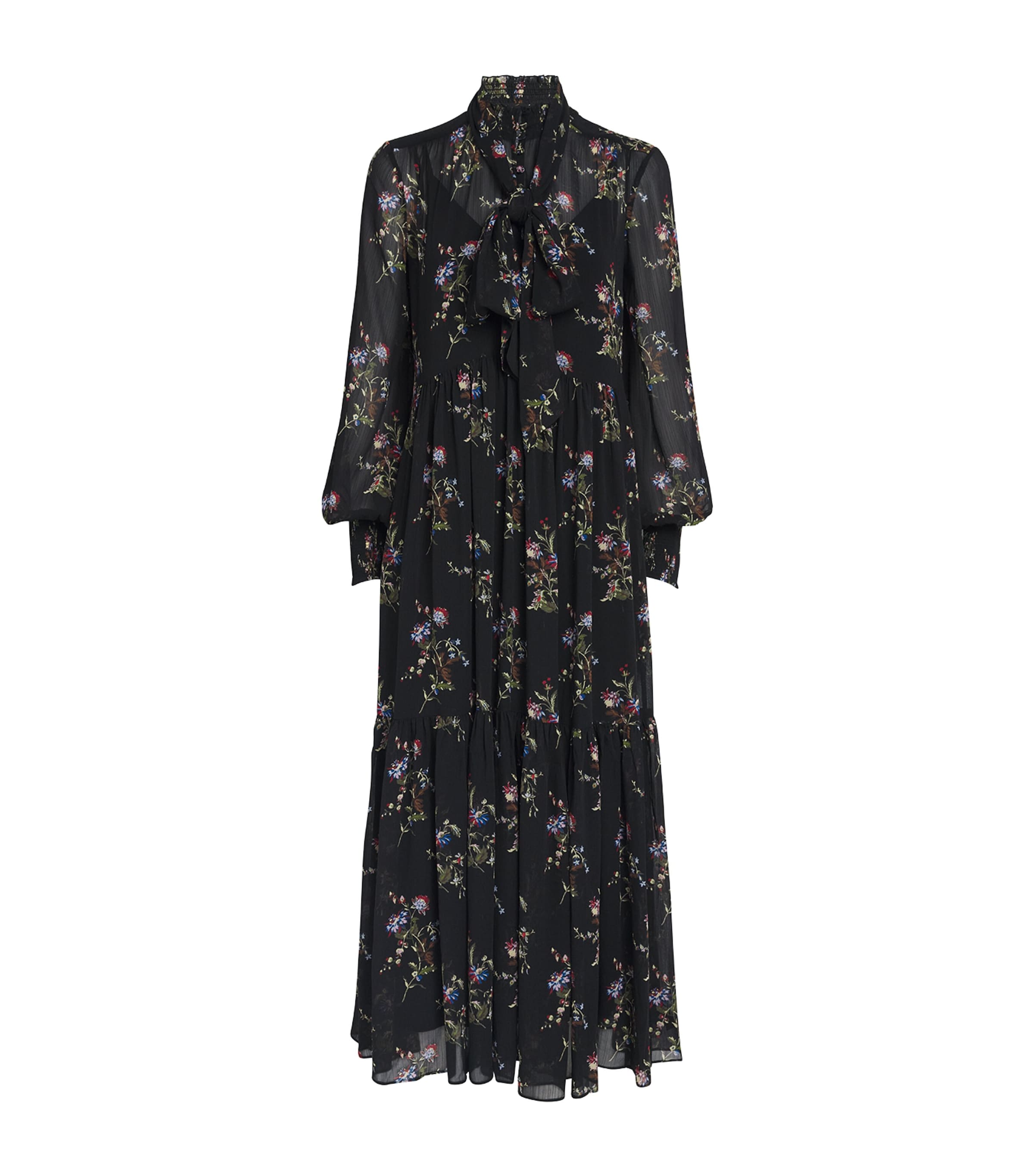 ME+EM Womens Georgette Floral Maxi Dress Black Multi