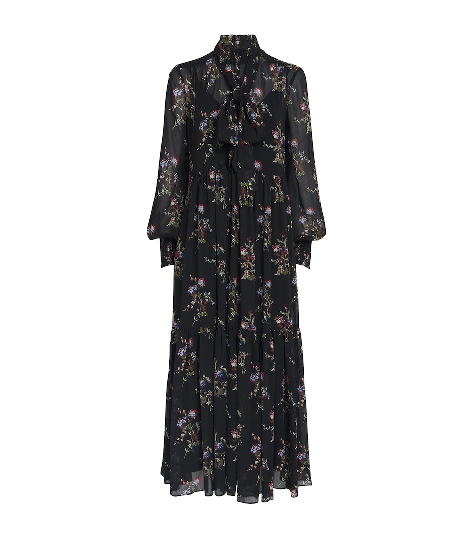 ME+EM Womens Georgette Floral Maxi Dress Black Multi