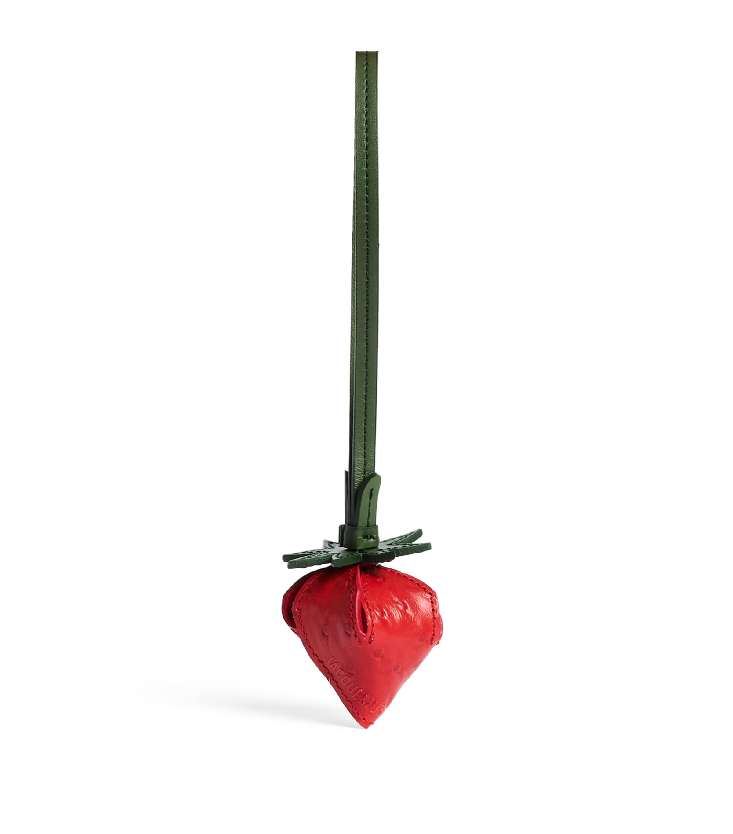 Jacquemus Leather Strawberry Bag Charm Red