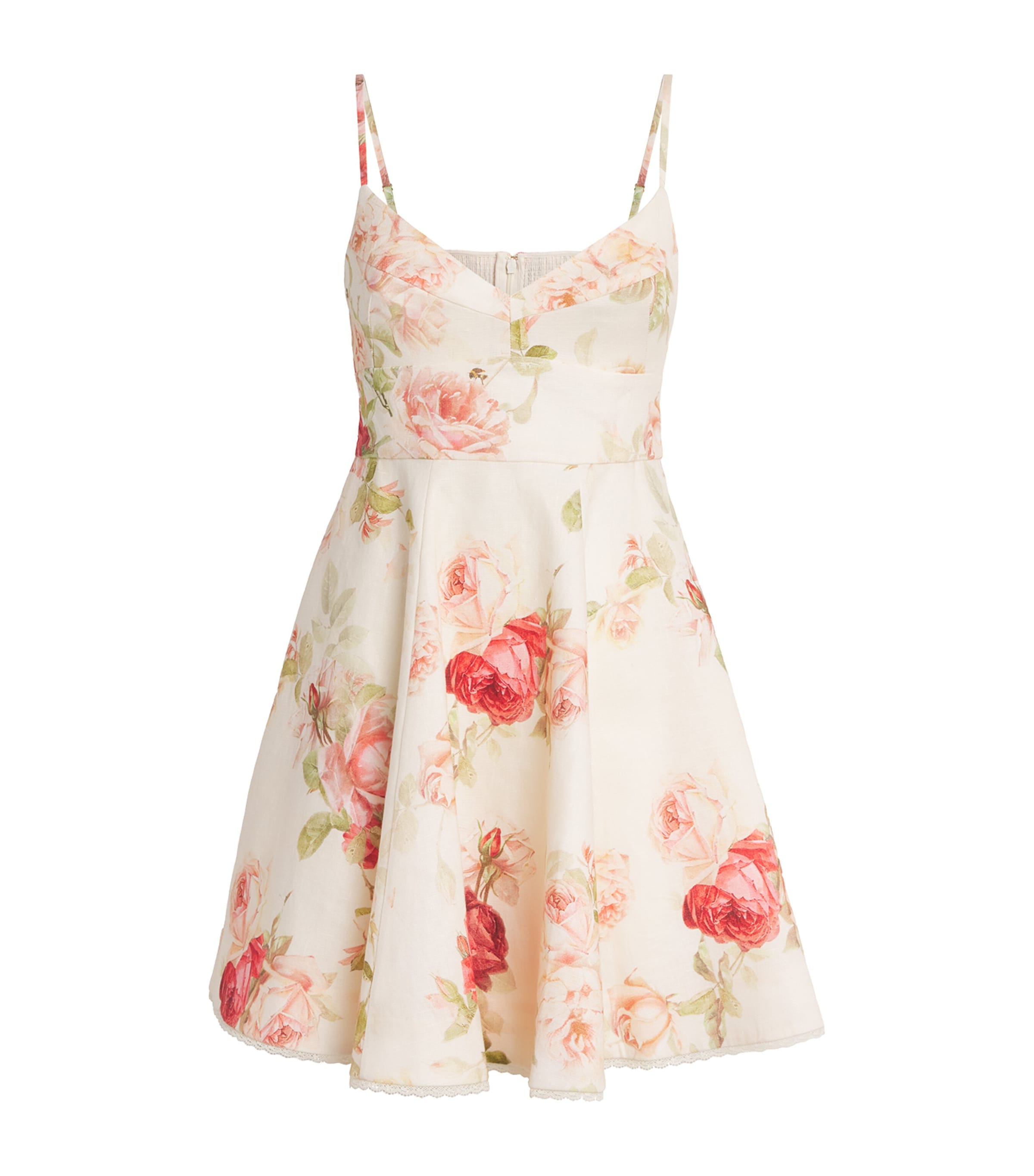 Zimmermann Womens Linen Roselight Picnic Mini Dress Cmrf Cream Rose Flrl