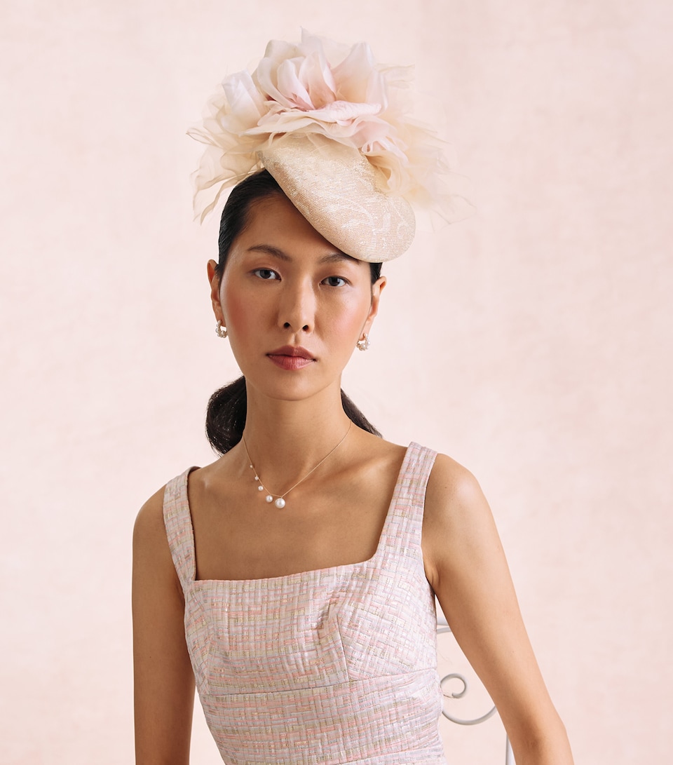 Victoria Grant Sinamay Straw Kiss Fascinator Baby Pink/gold