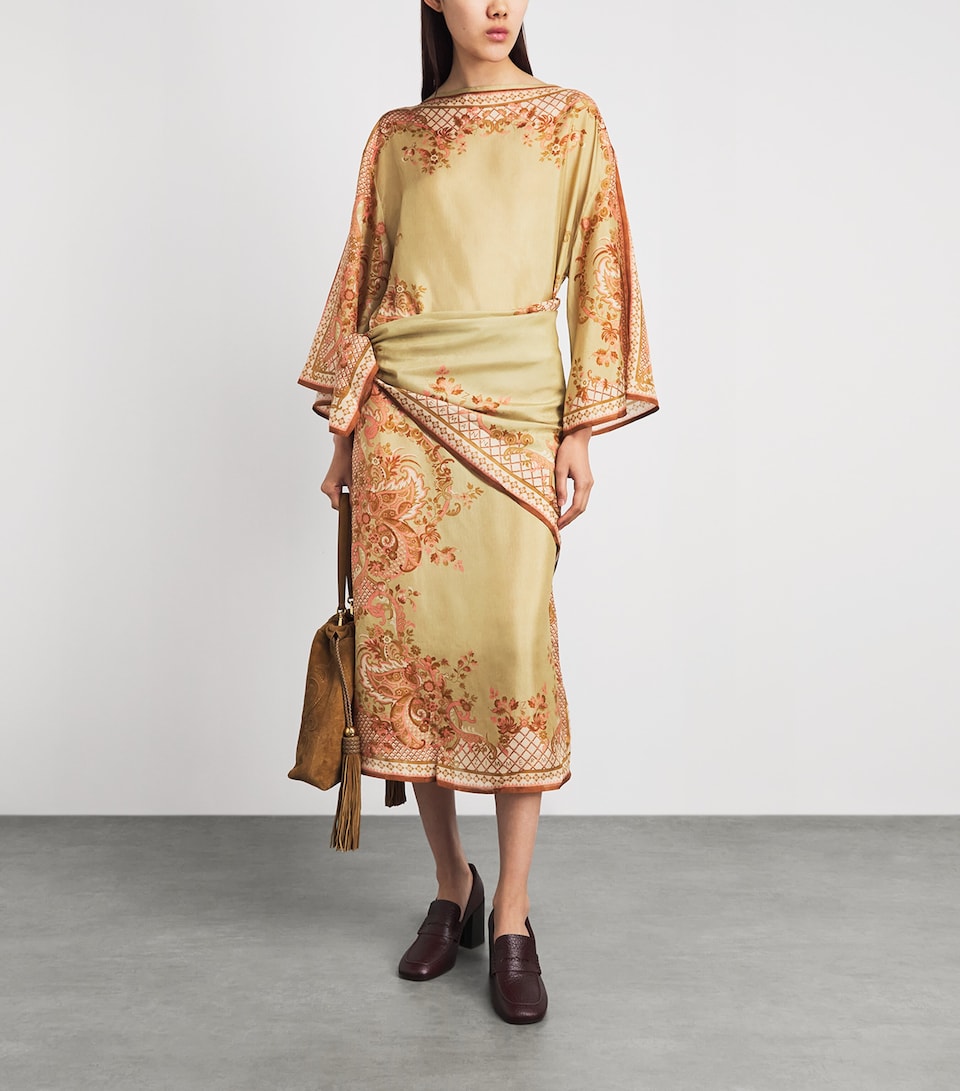Zimmermann Womens Silk Aster Tunic Midi Dress Spsf Sge Psley Flral