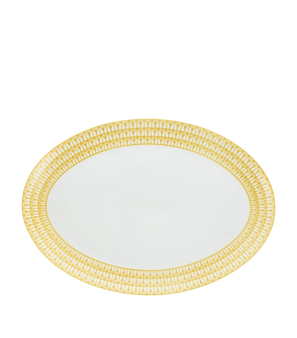 Christofle Porcelain Malmaison Riviera Oval Platter (38cm) White/yellow