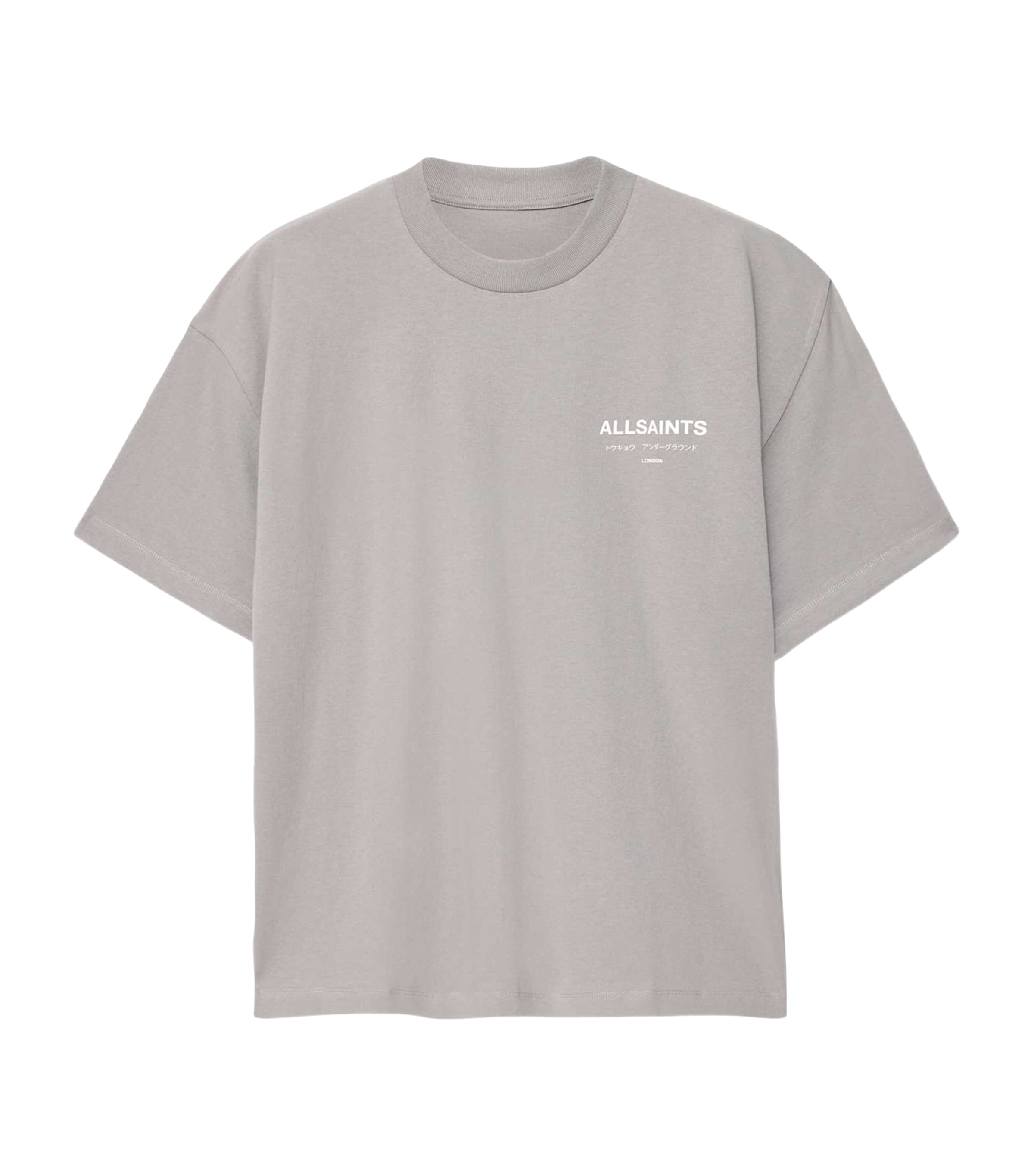 AllSaints Mens Organic Cotton Underground T-Shirt Pebble Grey
