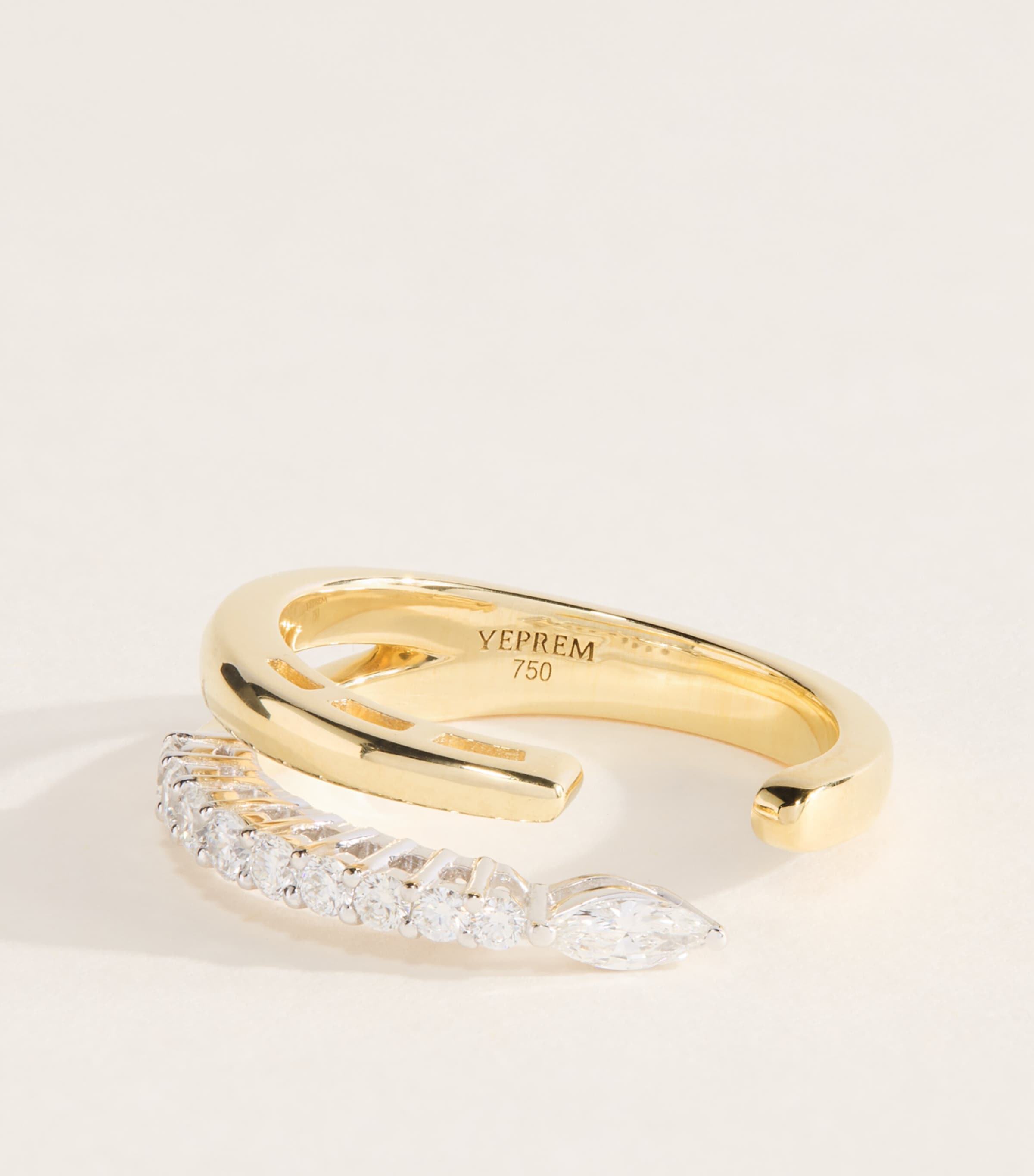 Yeprem Mixed Gold and Diamond Golden Strada Ring White & Yellow Gold